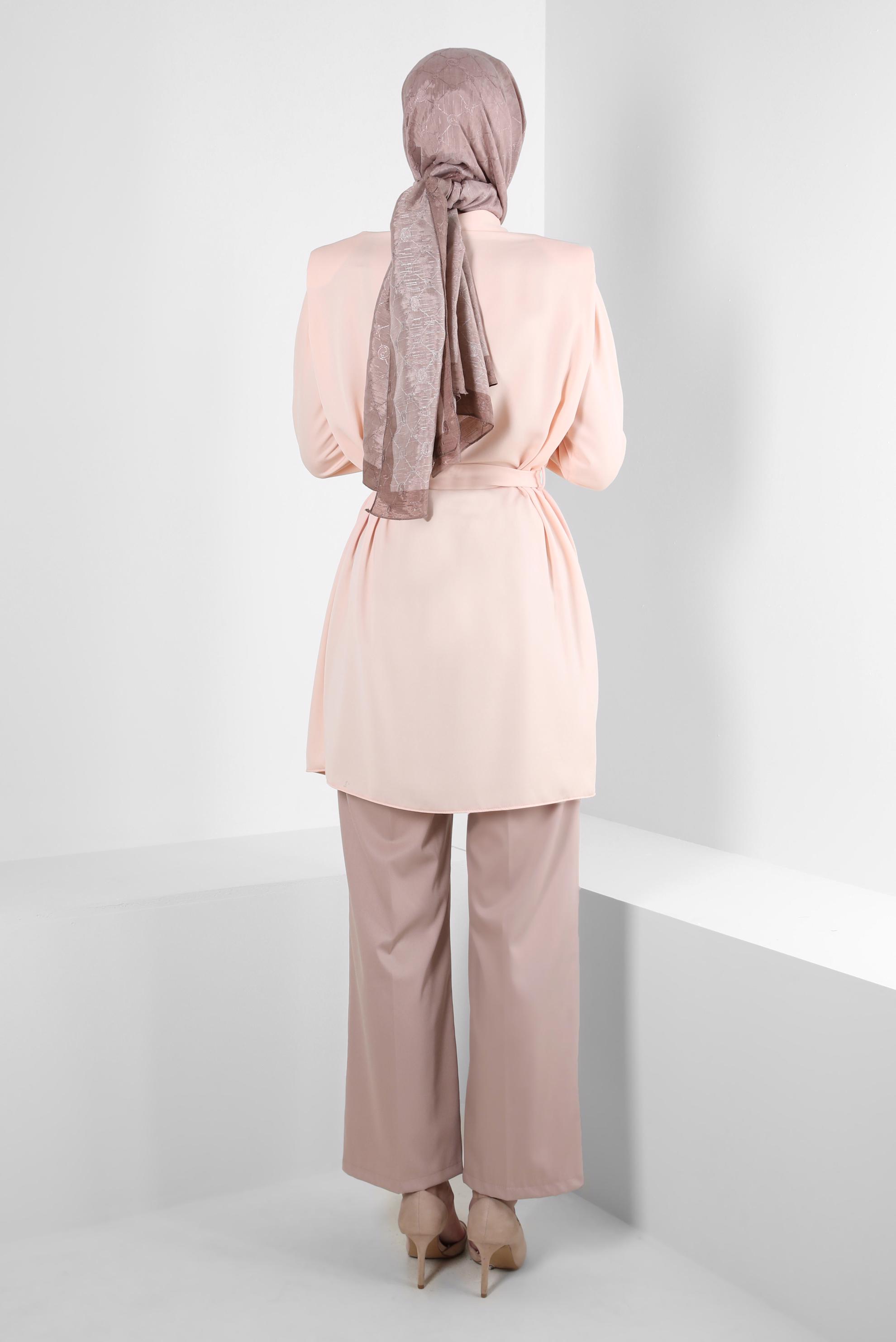 Tesettür giyim VİZON BELİ LASTİKLİ GENİŞ PAÇA PANTOLON 70554