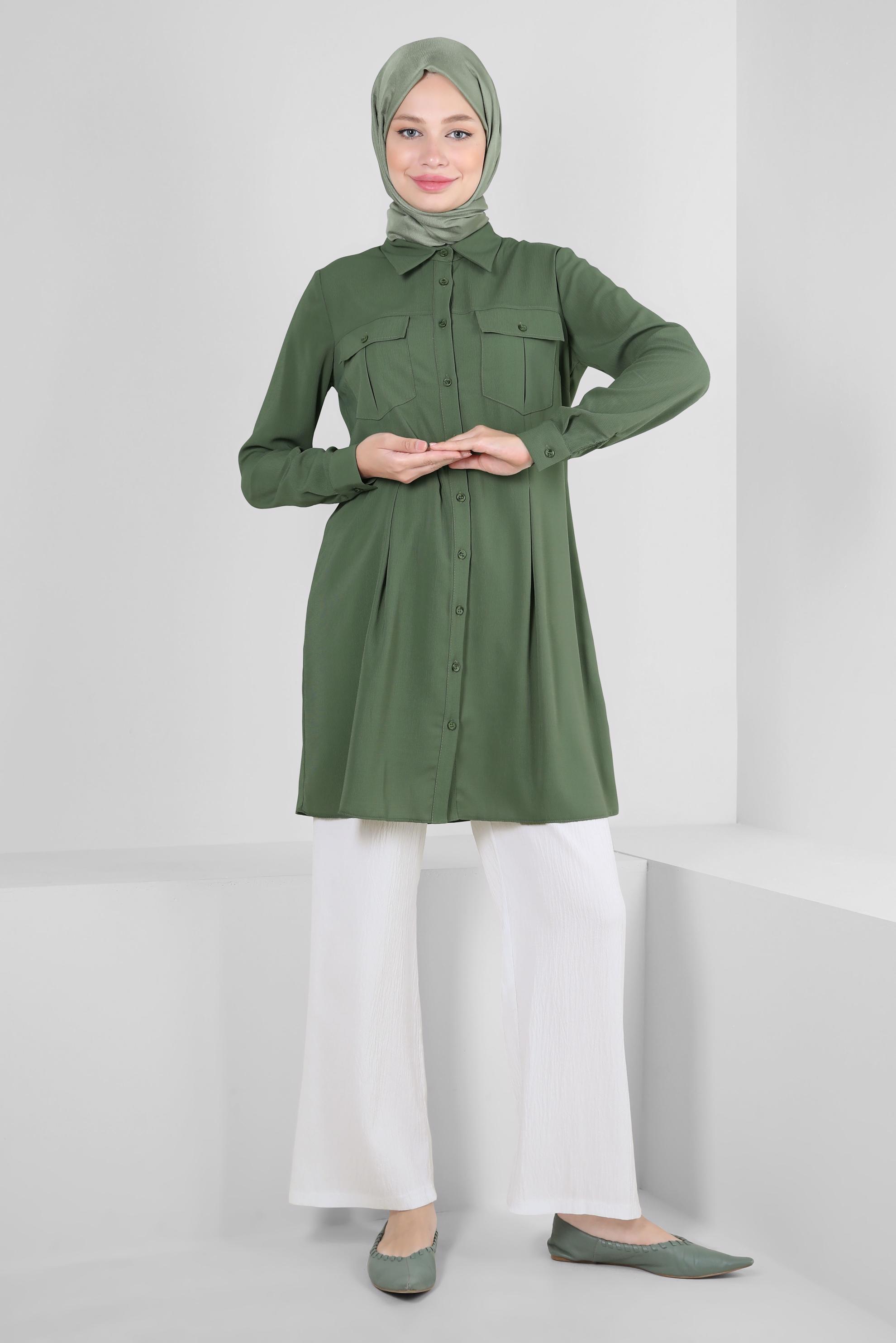 Tesettür giyim BEYAZ BELİ LASTİKLİ GENİŞ PAÇA PANTOLON 70555