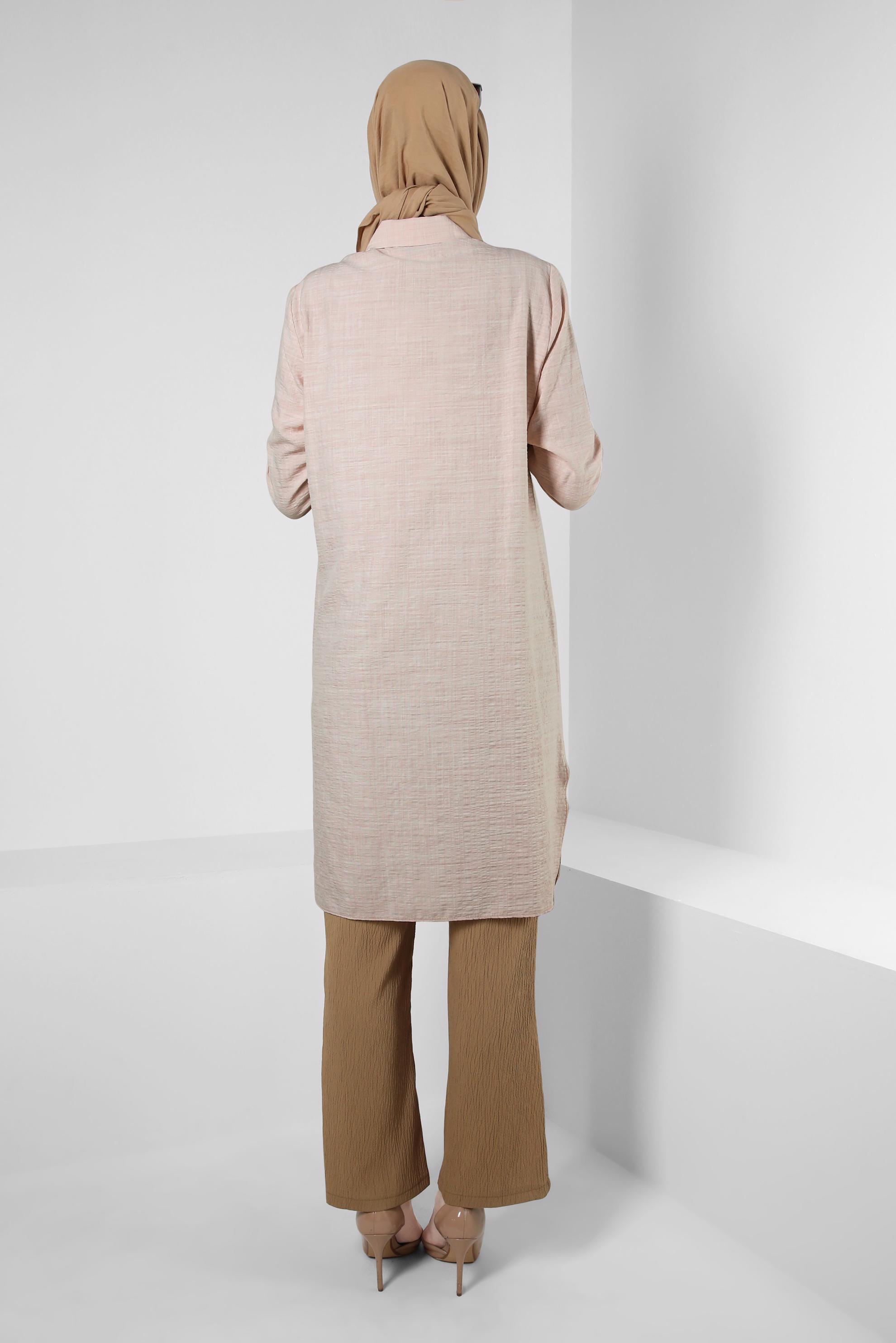 Tesettür giyim KAHVE BELİ LASTİKLİ GENİŞ PAÇA PANTOLON 70555