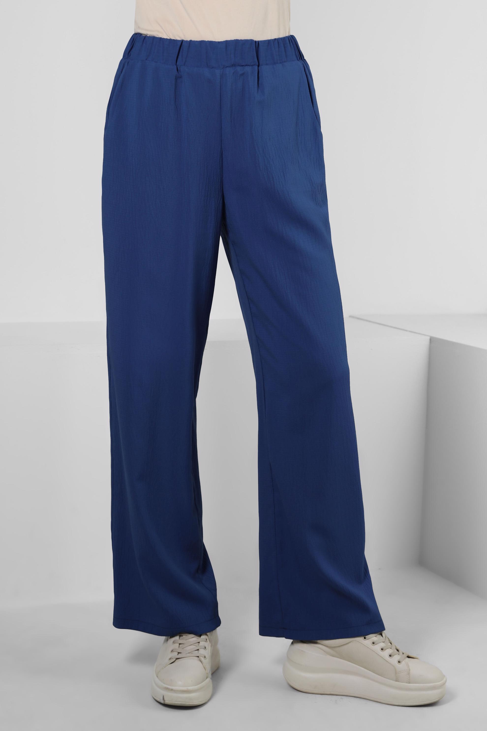 Tesettür giyim LACİVERT BELİ LASTİKLİ GENİŞ PAÇA PANTOLON 70555