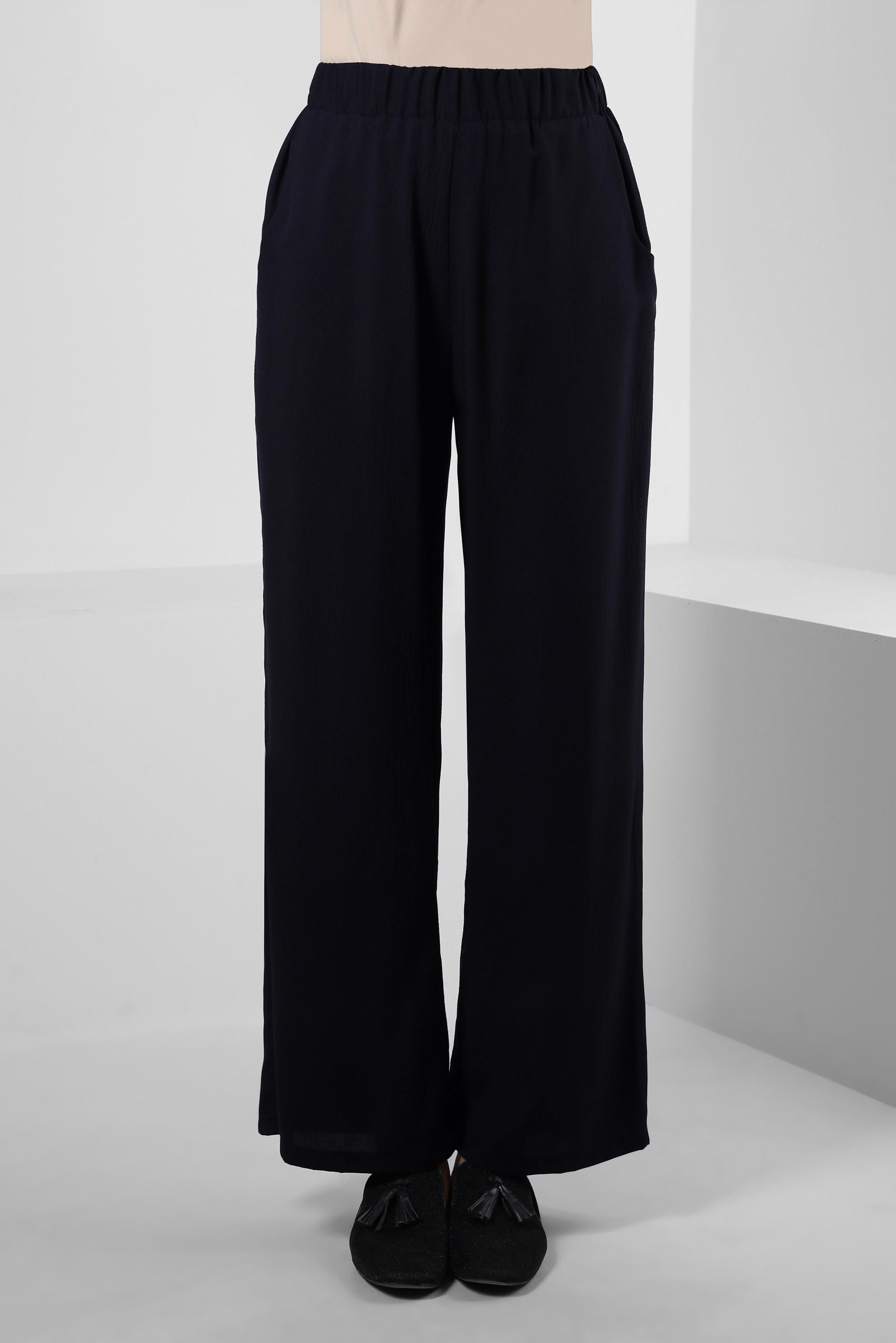 Tesettür giyim LACİVERT BELİ LASTİKLİ GENİŞ PAÇA PANTOLON 70555