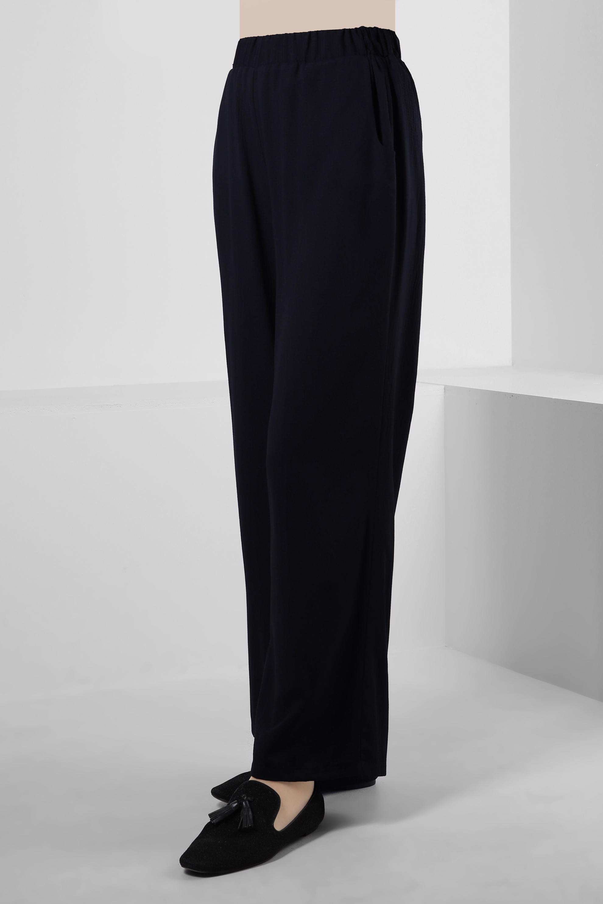 Tesettür giyim LACİVERT BELİ LASTİKLİ GENİŞ PAÇA PANTOLON 70555