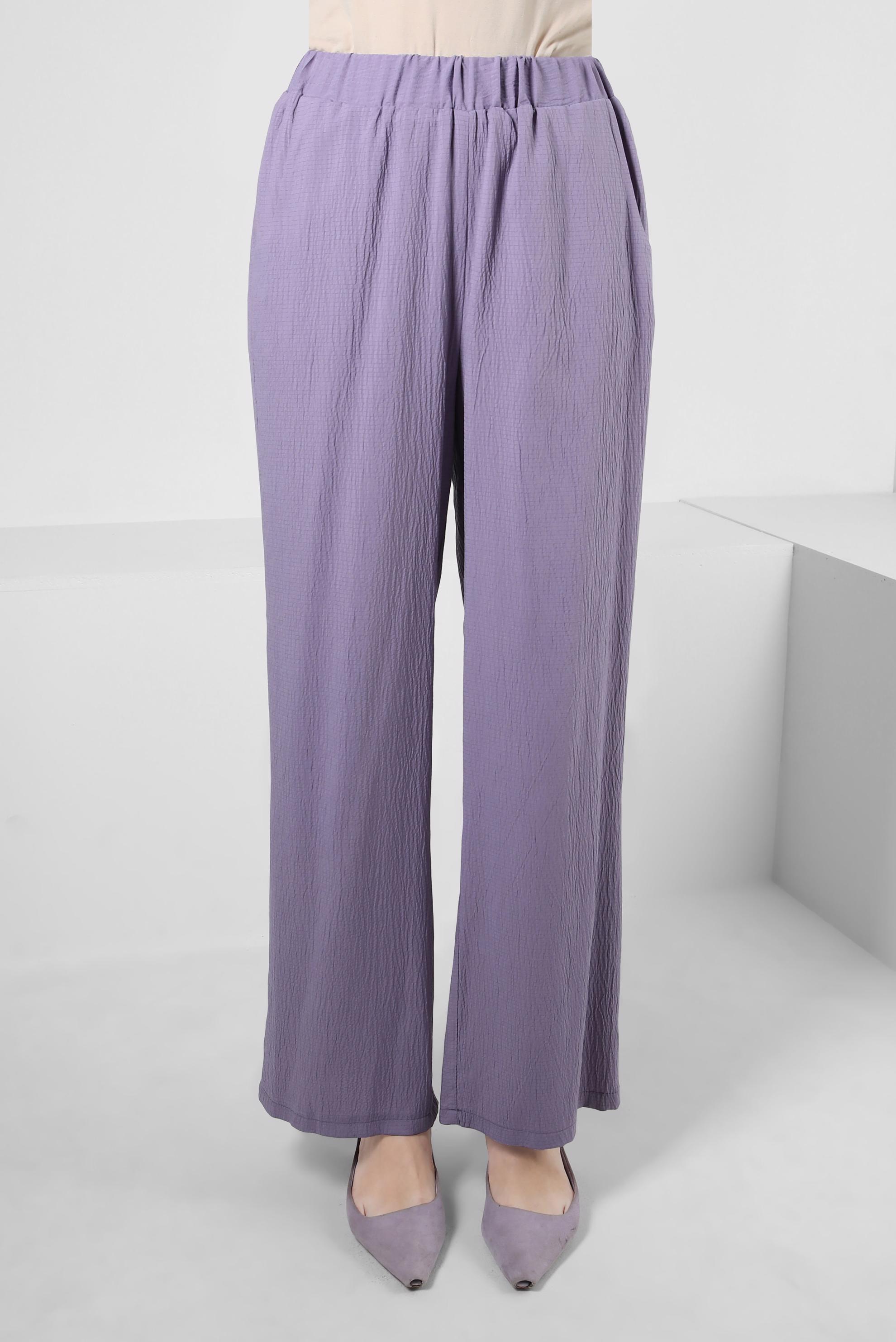 Tesettür giyim MÜRDÜM BELİ LASTİKLİ GENİŞ PAÇA PANTOLON 70555