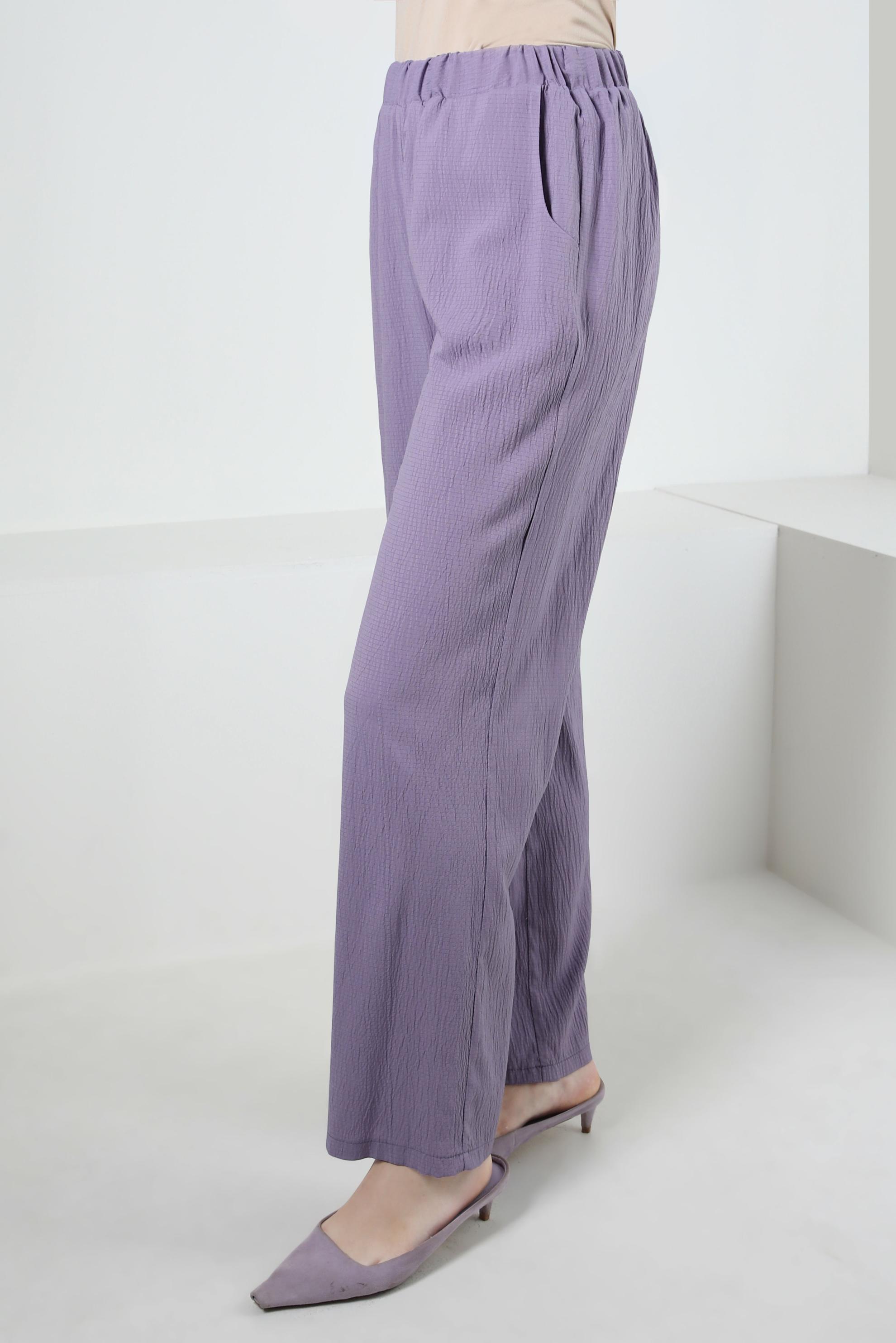 Tesettür giyim MÜRDÜM BELİ LASTİKLİ GENİŞ PAÇA PANTOLON 70555