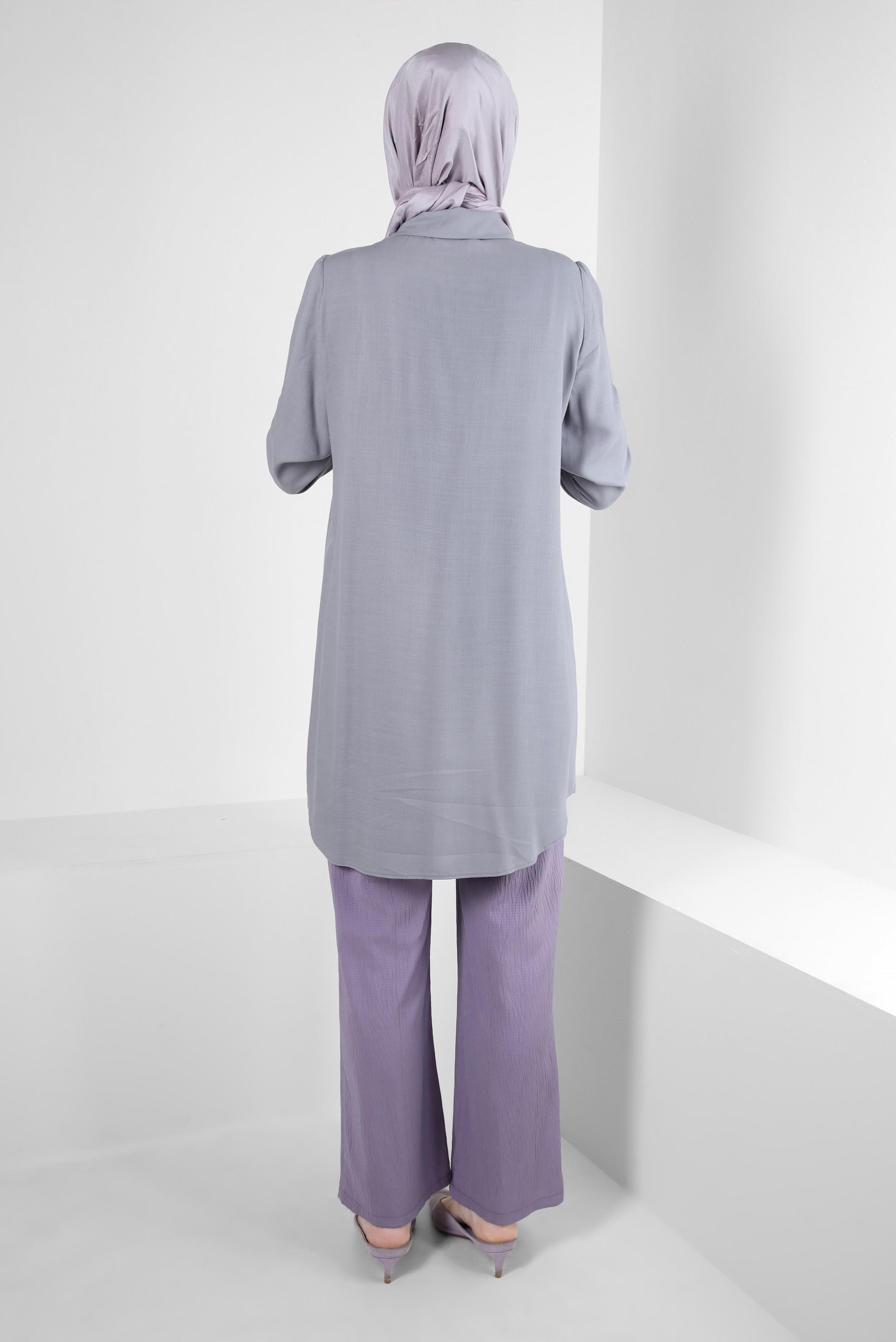 Tesettür giyim MÜRDÜM BELİ LASTİKLİ GENİŞ PAÇA PANTOLON 70555