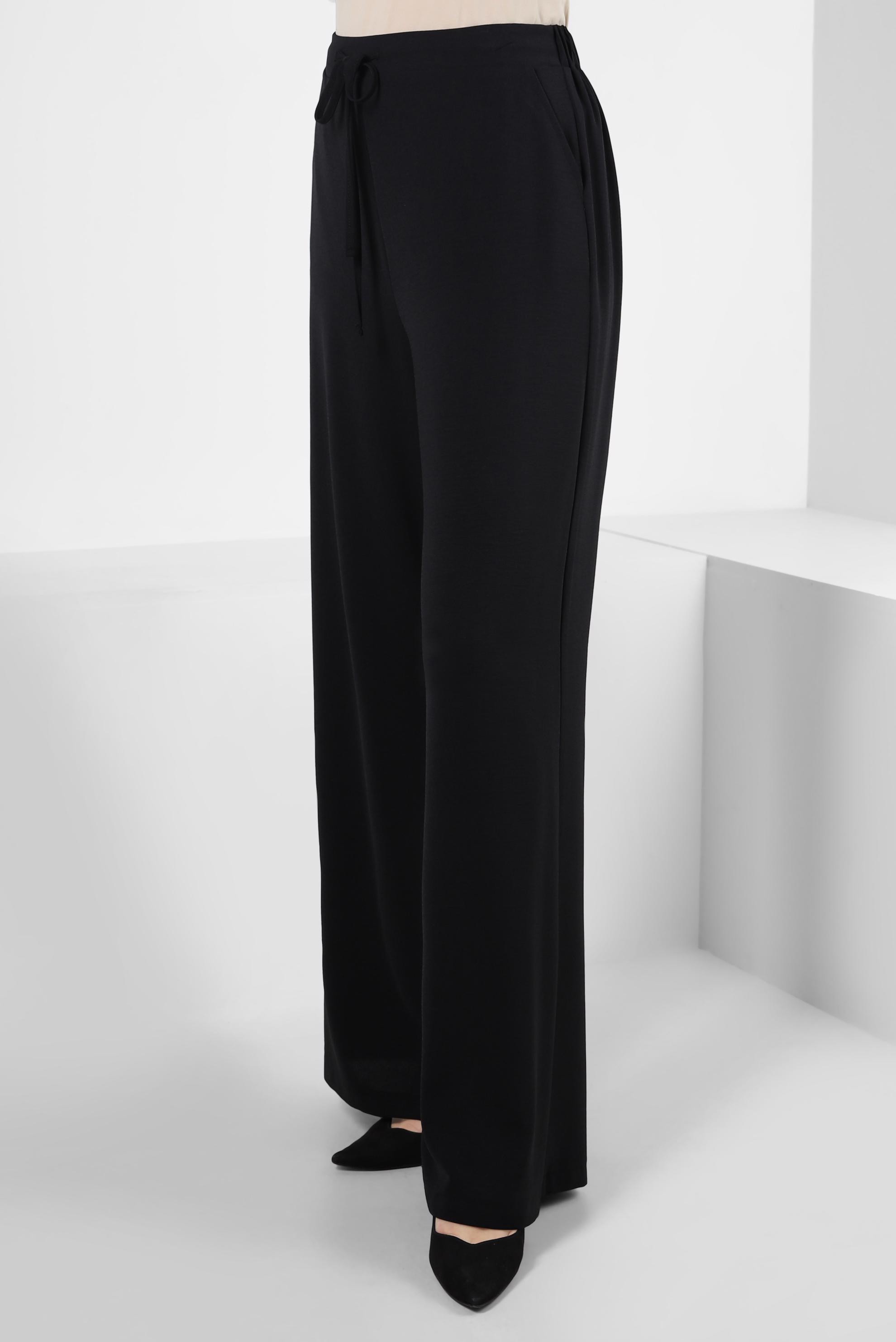 Tesettür giyim SİYAH BOL PAÇA BAĞCIK DETAYLI PANTOLON 70556