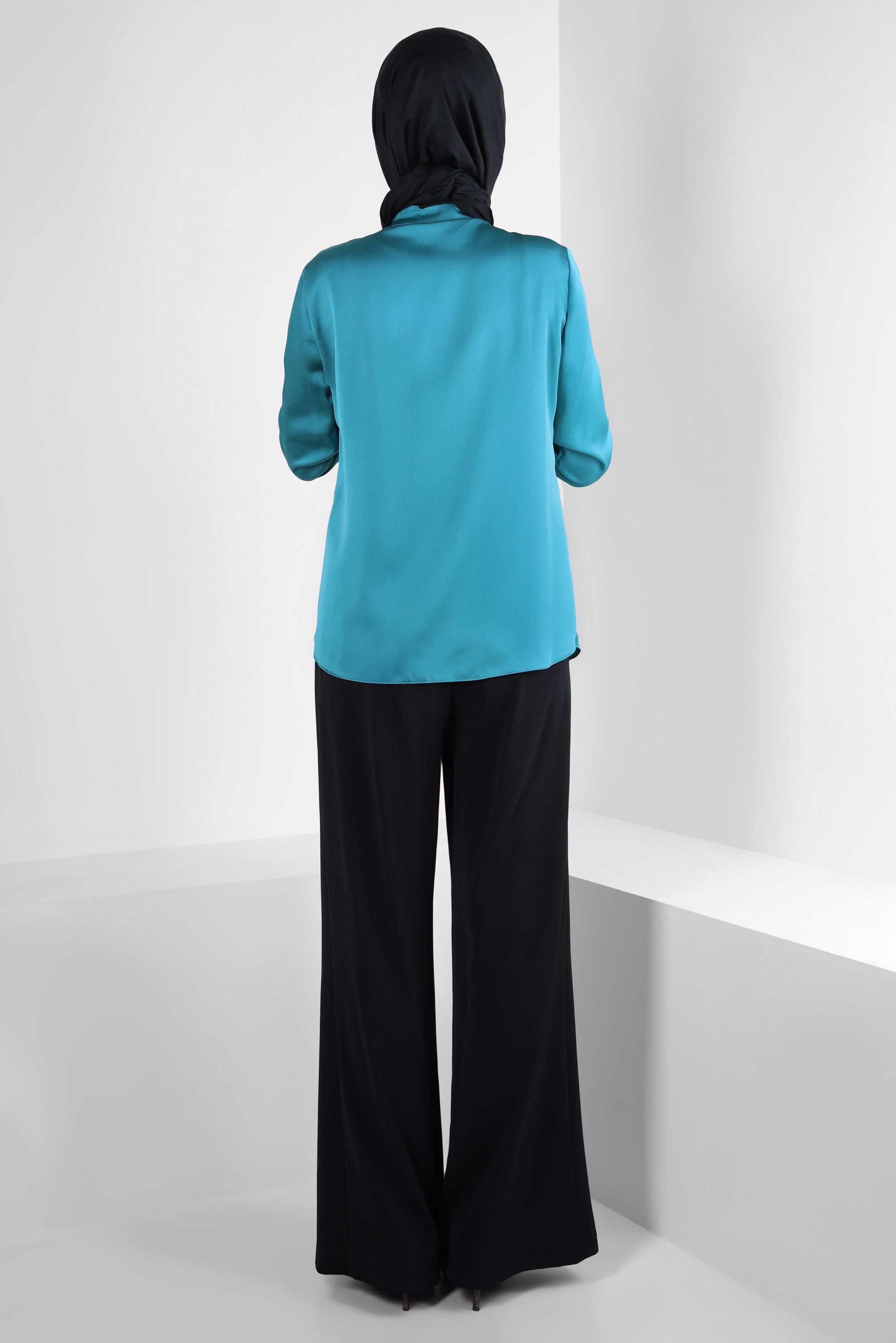 Tesettür giyim SİYAH BOL PAÇA BAĞCIK DETAYLI PANTOLON 70556