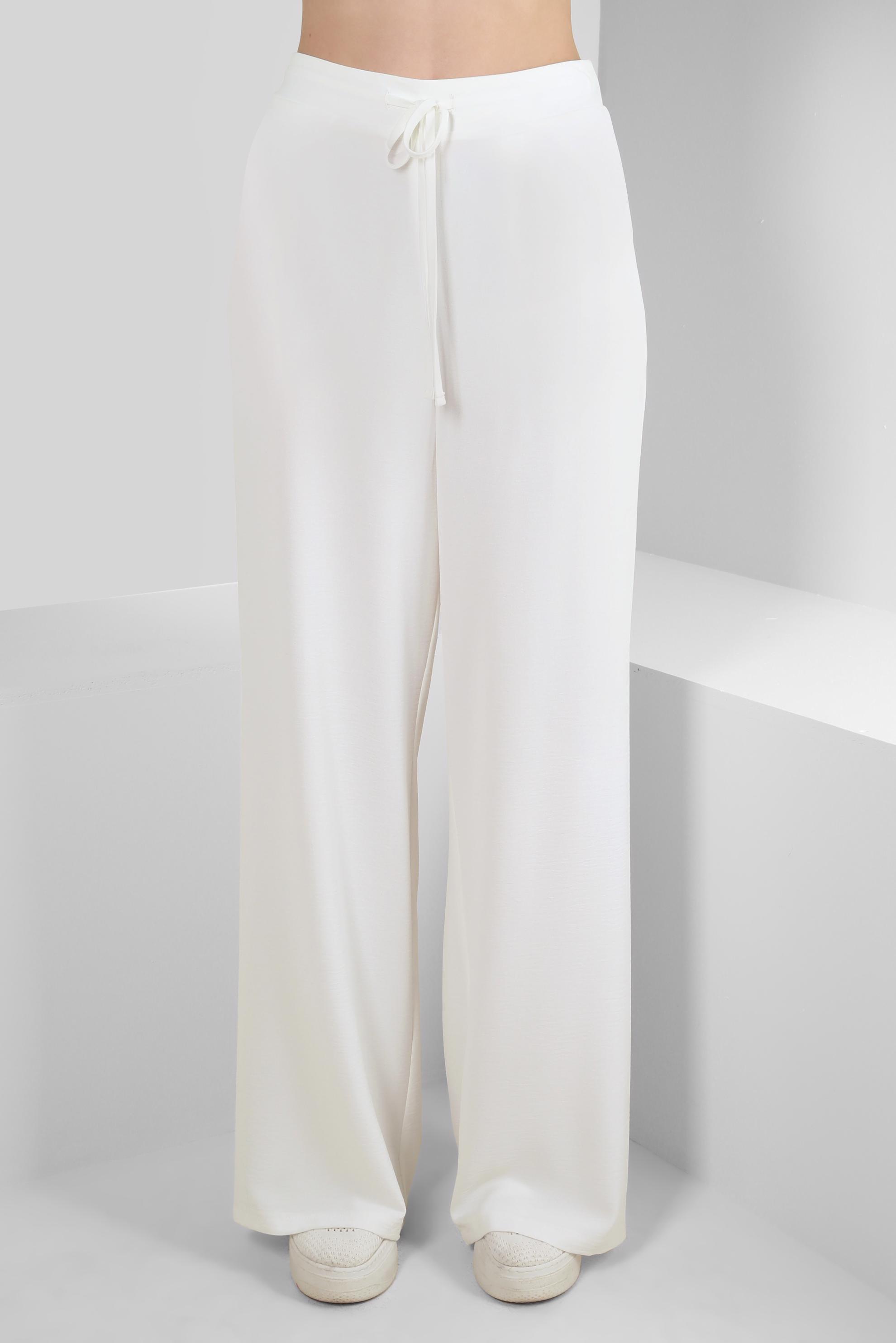 Tesettür giyim BEYAZ BOL PAÇA BAĞCIK DETAYLI PANTOLON 70556