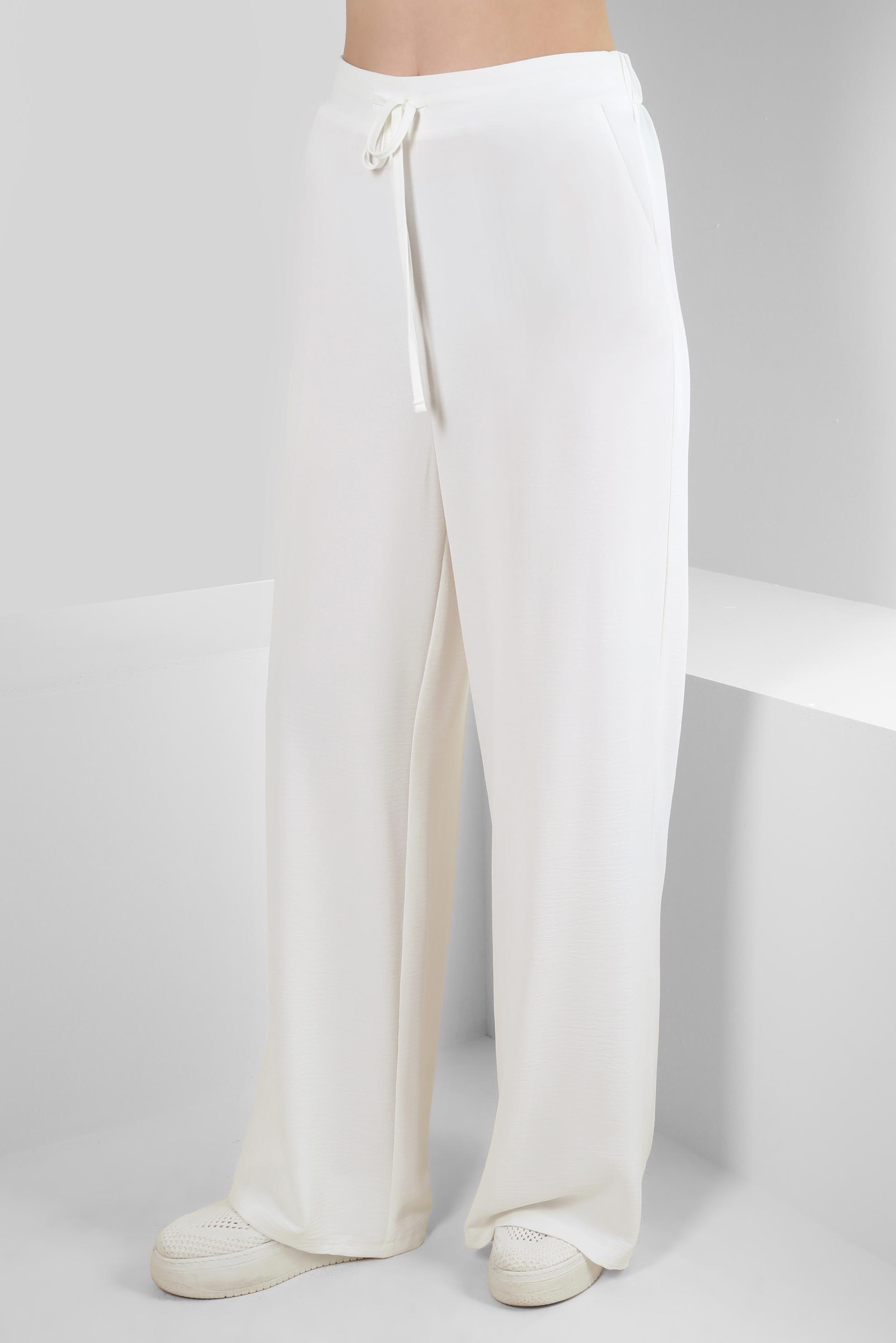 Tesettür giyim BEYAZ BOL PAÇA BAĞCIK DETAYLI PANTOLON 70556