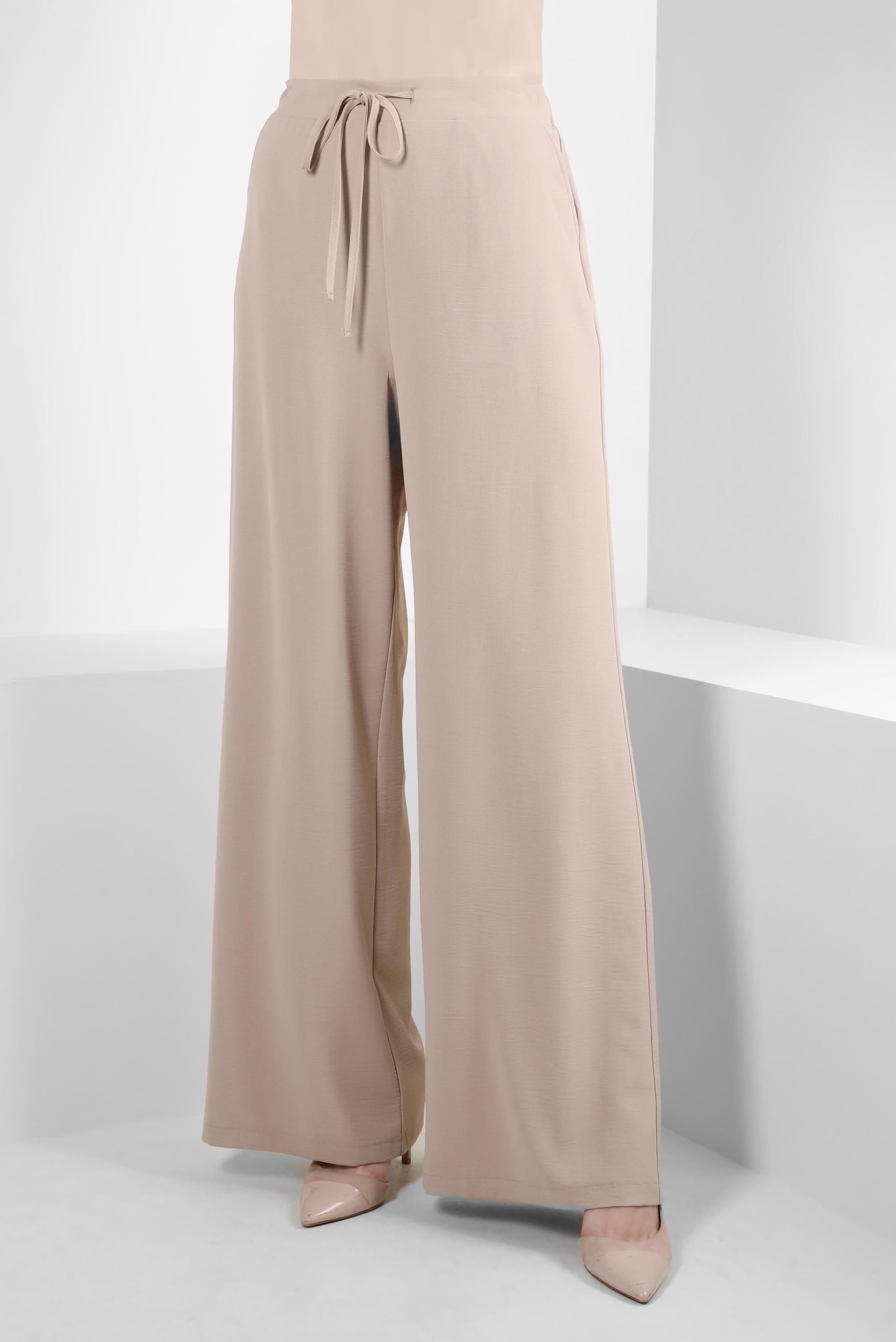 Tesettür giyim KUM BOL PAÇA BAĞCIK DETAYLI PANTOLON 70556