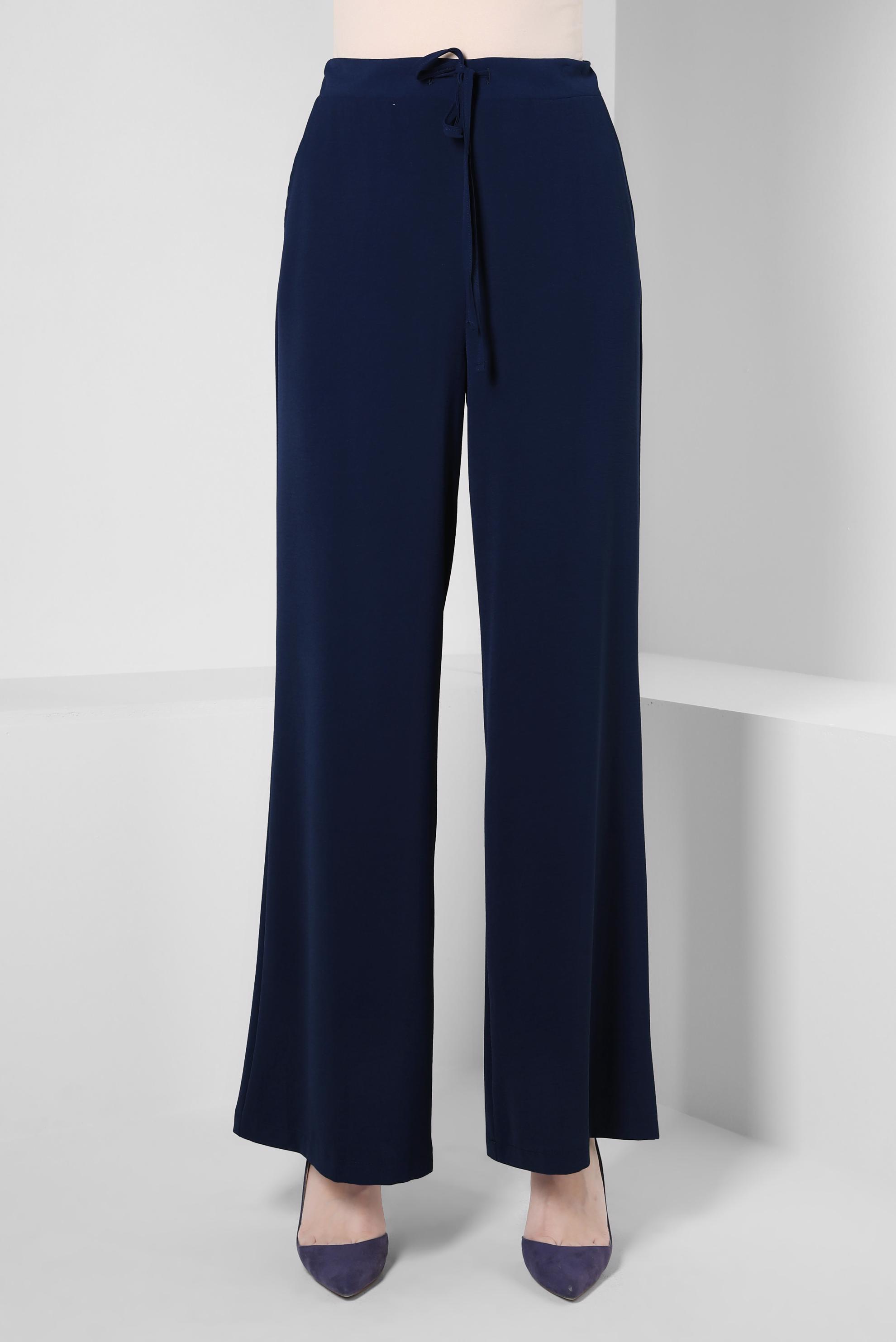 Tesettür giyim LACİVERT BOL PAÇA BAĞCIK DETAYLI PANTOLON 70556