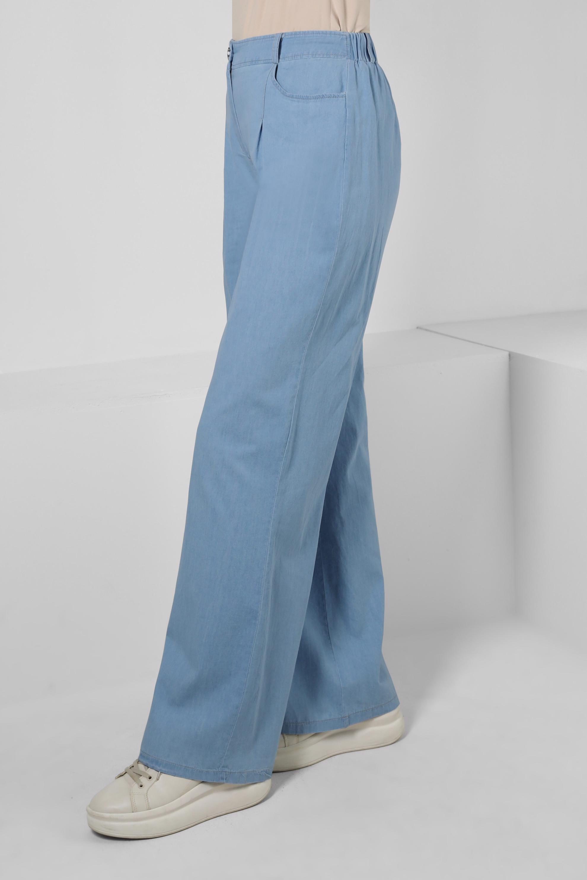 Tesettür giyim MAVİ GENİŞ PAÇA BELİ LASTİKLİ DENİM PANTOLON 70562
