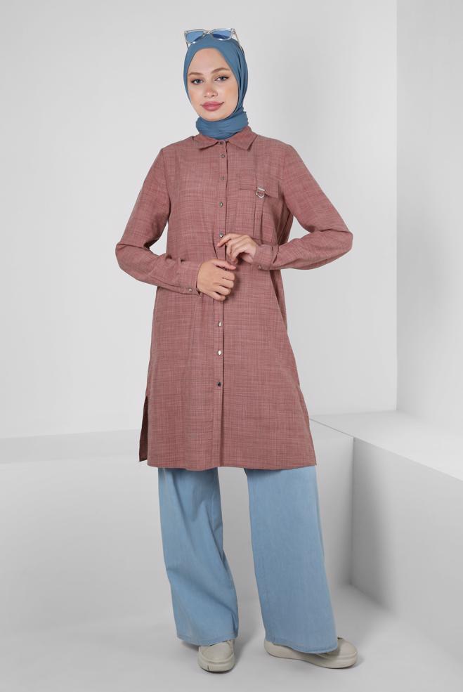 Hijab clothing BLUE WIDE LEG DENIM PANTS WITH ELASTIC WAIST 70562 - ALVİNA