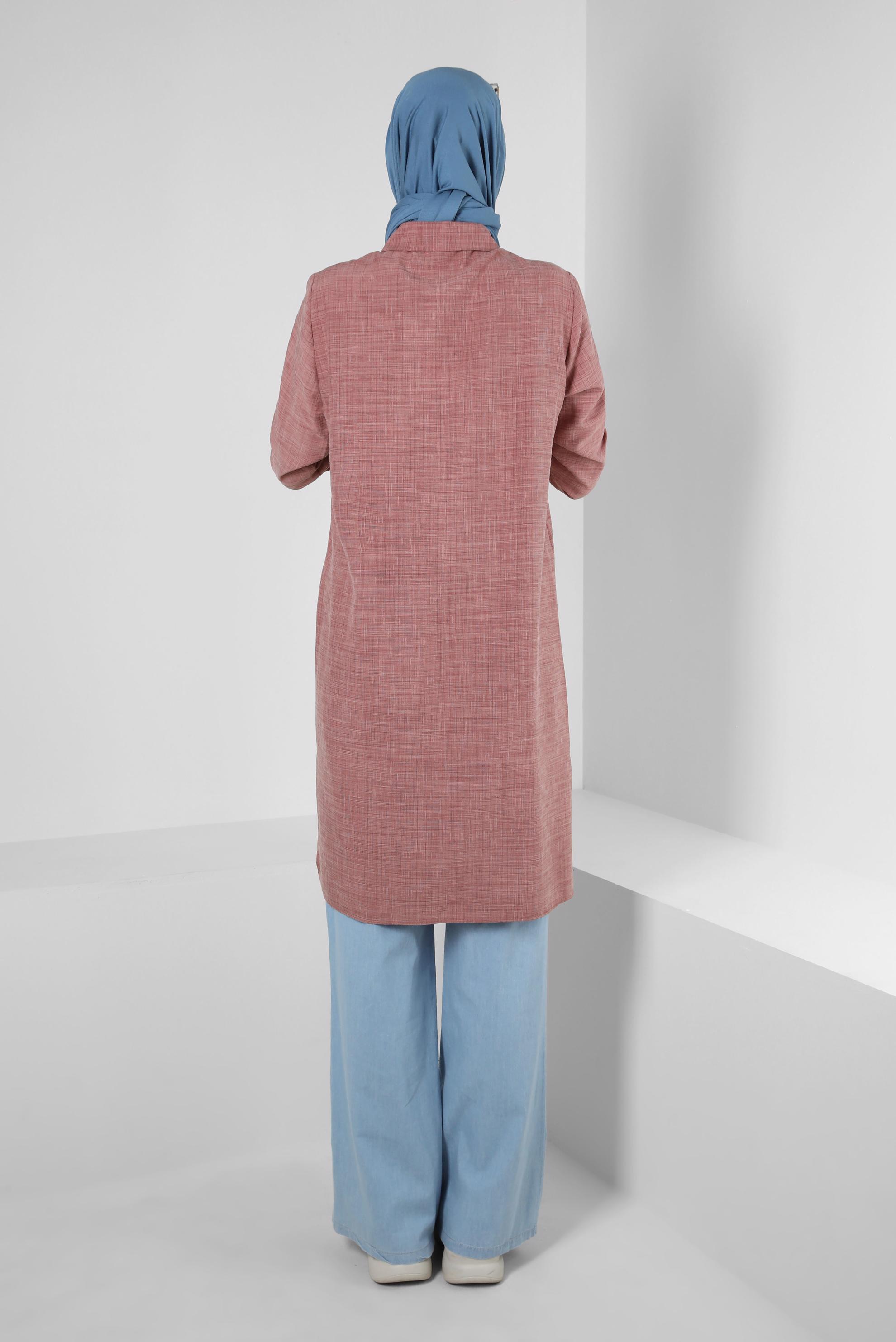 Tesettür giyim MAVİ GENİŞ PAÇA BELİ LASTİKLİ DENİM PANTOLON 70562