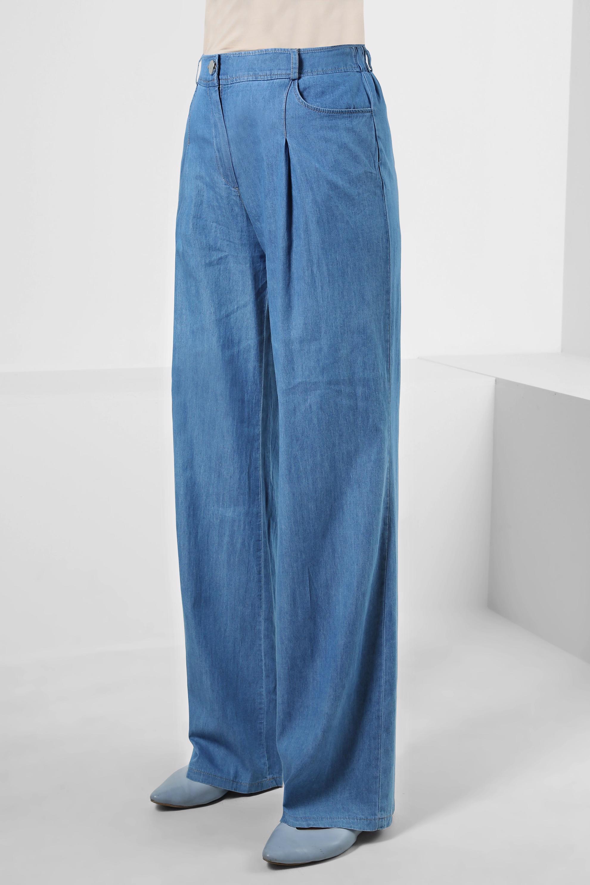 Vêtements hijab BLEU MARINE PANTALON DENIM LARGE AVEC TAILLE ÉLASTIQUE 70562