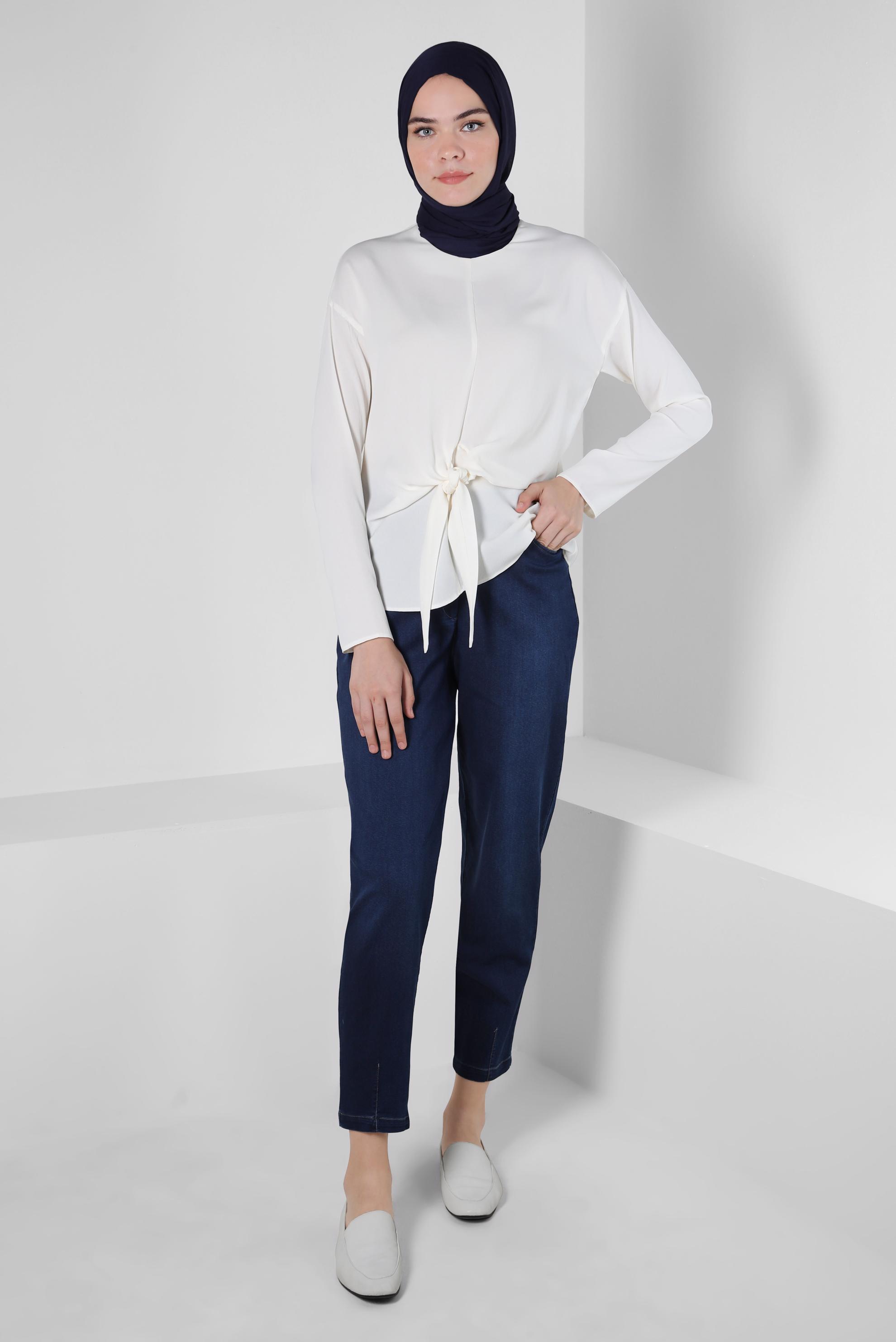 Tesettür giyim LACİVERT YÜKSEK BEL DENİM PANTOLON 70563