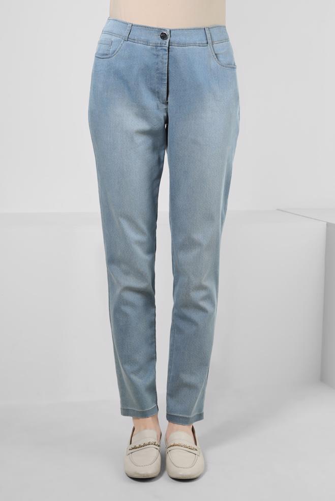 Hijab clothing BLUE HIGH WAIST DENIM PANTS 70564 - ALVİNA