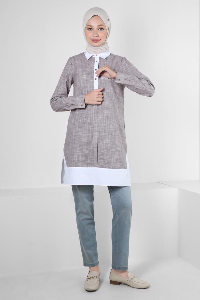 Hijab clothing BLUE HIGH WAIST DENIM PANTS 70564 - ALVİNA