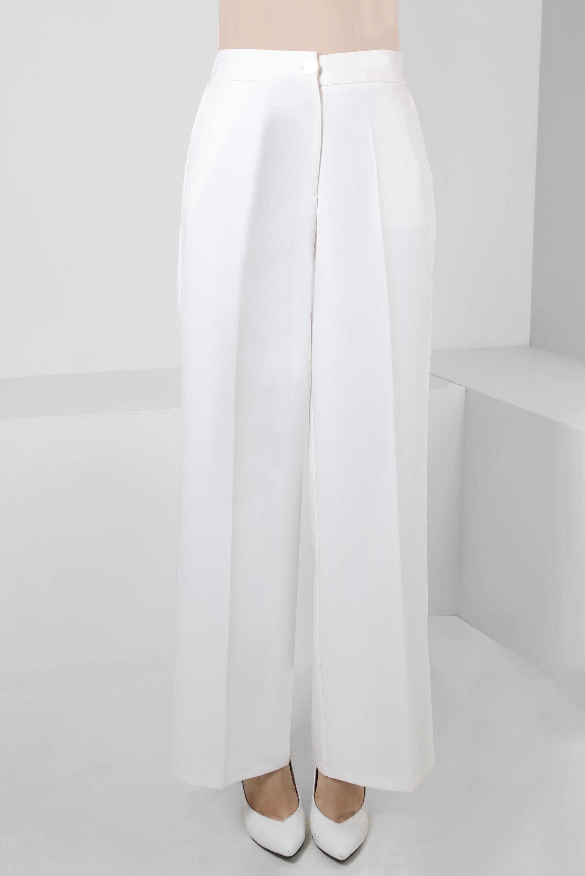 Tesettür giyim BEYAZ BOL PAÇA CEPLİ PANTOLON 70568