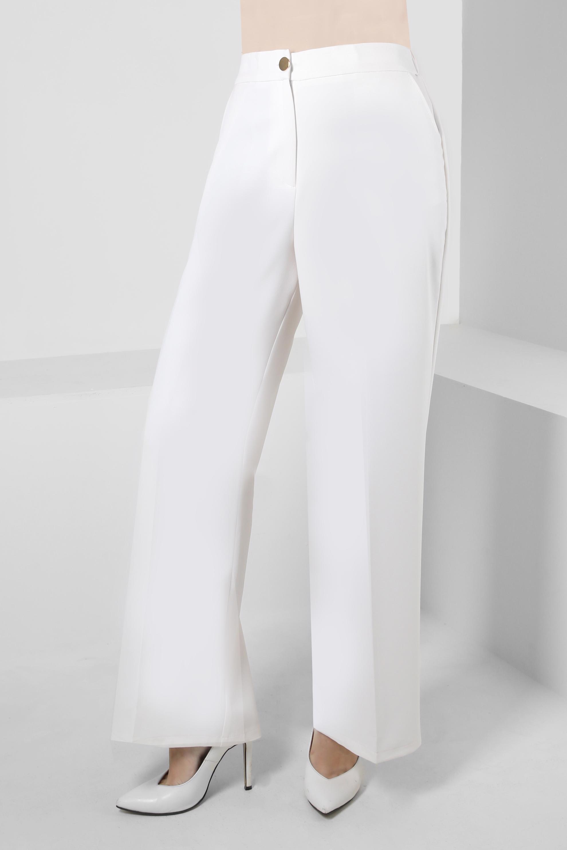 Tesettür giyim BEYAZ BOL PAÇA CEPLİ PANTOLON 70568