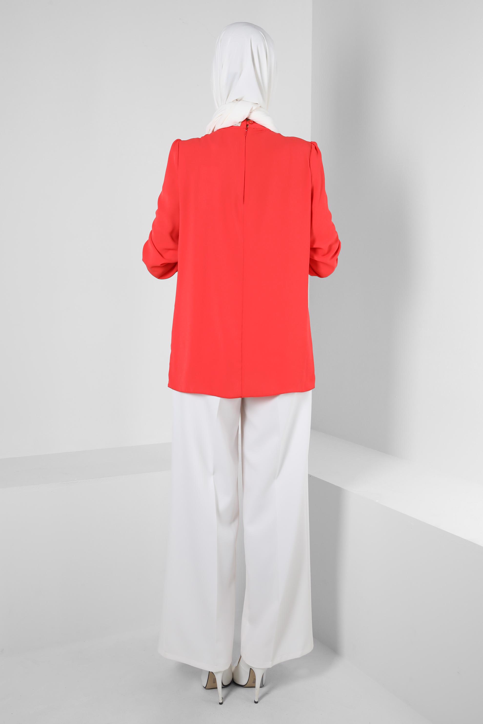 Tesettür giyim BEYAZ BOL PAÇA CEPLİ PANTOLON 70568