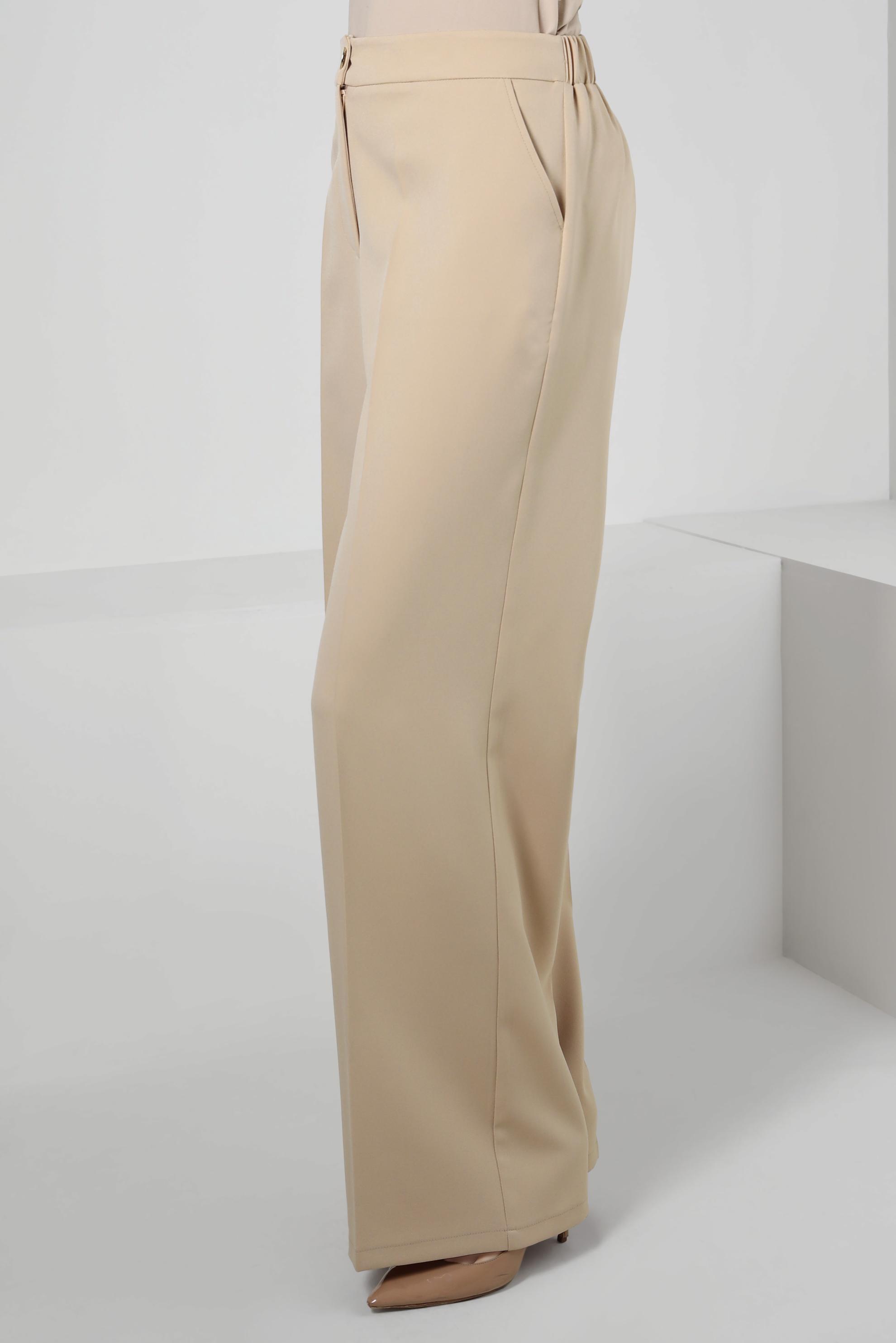 Tesettür giyim BEJ BOL PAÇA CEPLİ PANTOLON 70568