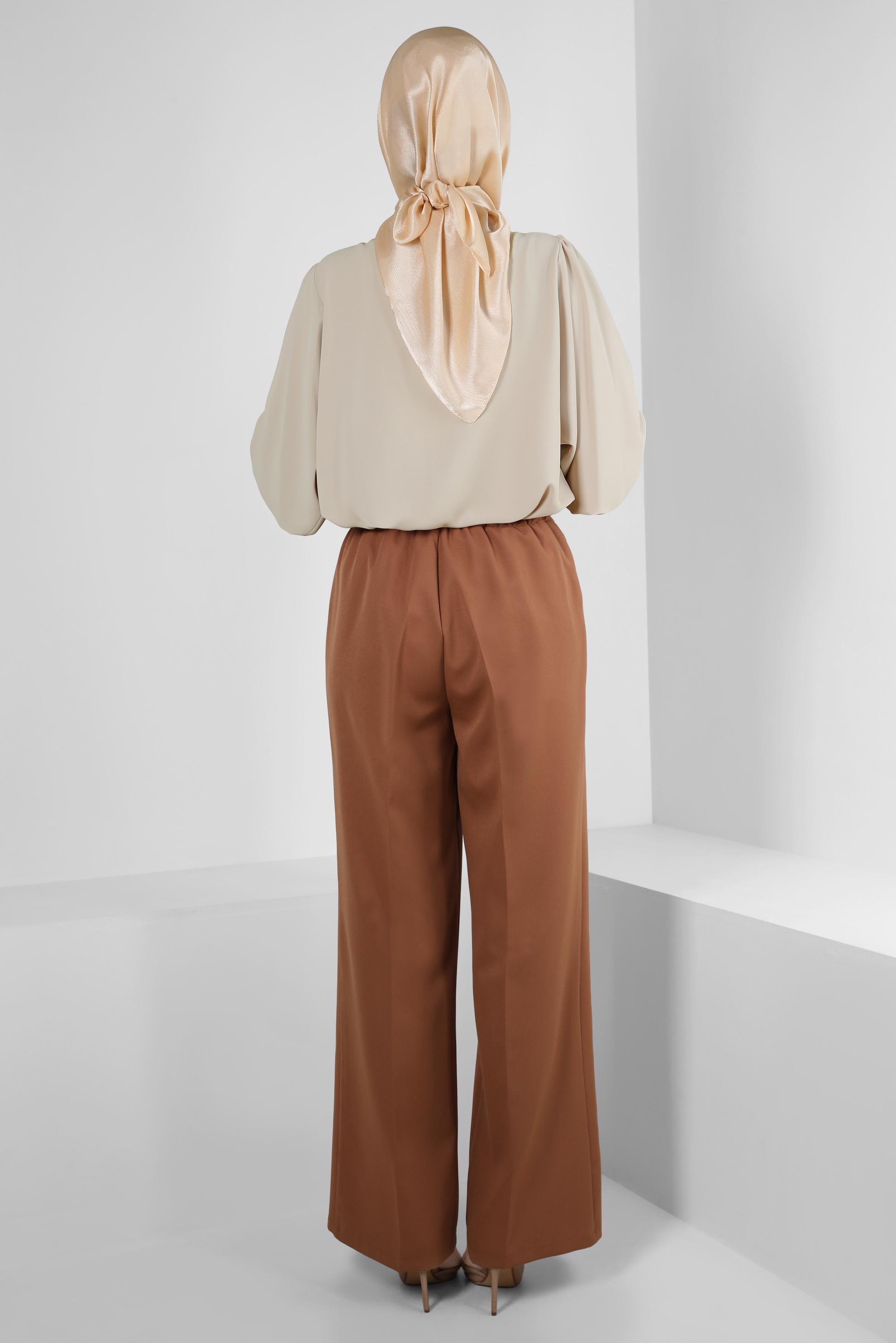 Tesettür giyim TABA BOL PAÇA CEPLİ PANTOLON 70568