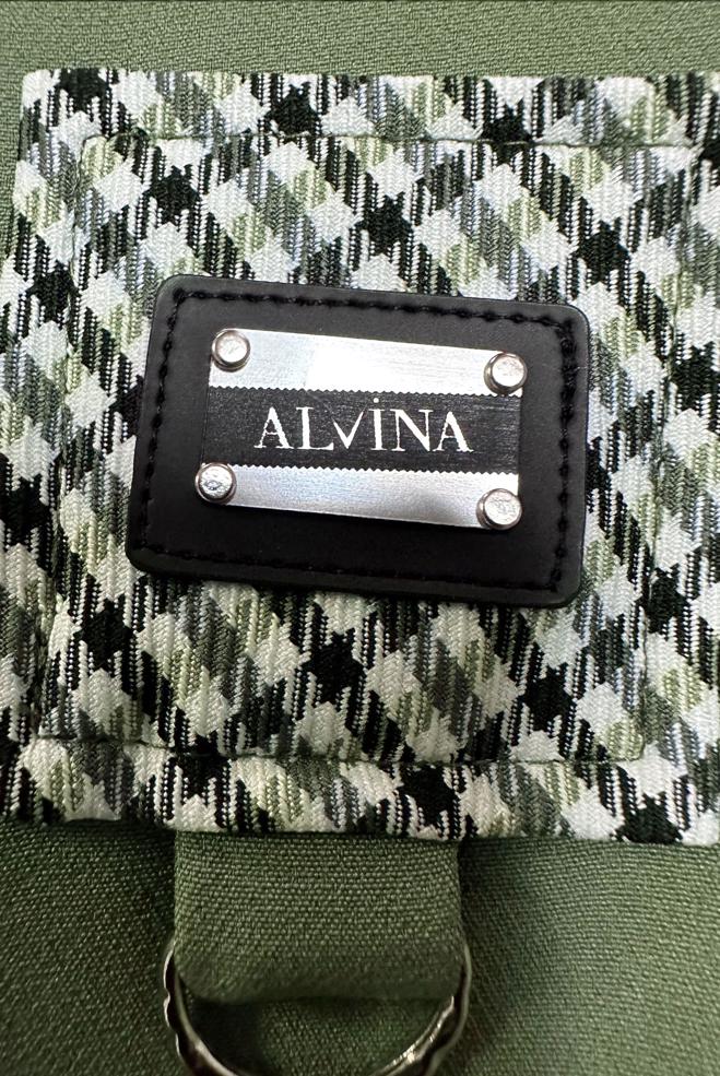 Tesettür giyim YEŞİL ÇIKARILABİLİR KAPÜŞONLU EKOSE DETAYLI PARDESÜ 10704 - ALVİNA