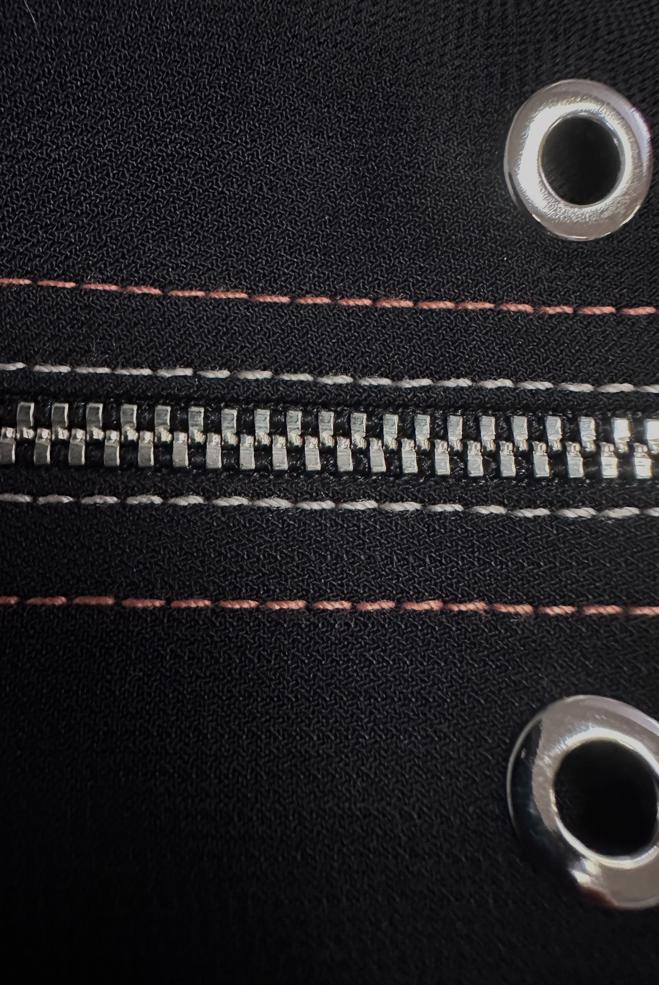 Vêtements hijab NOIR COL MANDARİN DÉTAIL ŒILLET PARDESSUS 10711 - ALVİNA