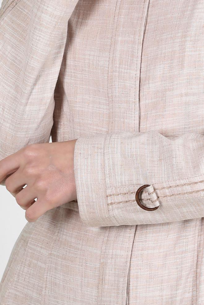 Tesettür giyim KAHVE KEMERLİ HAKİM YAKA PARDESÜ 10712 - ALVİNA