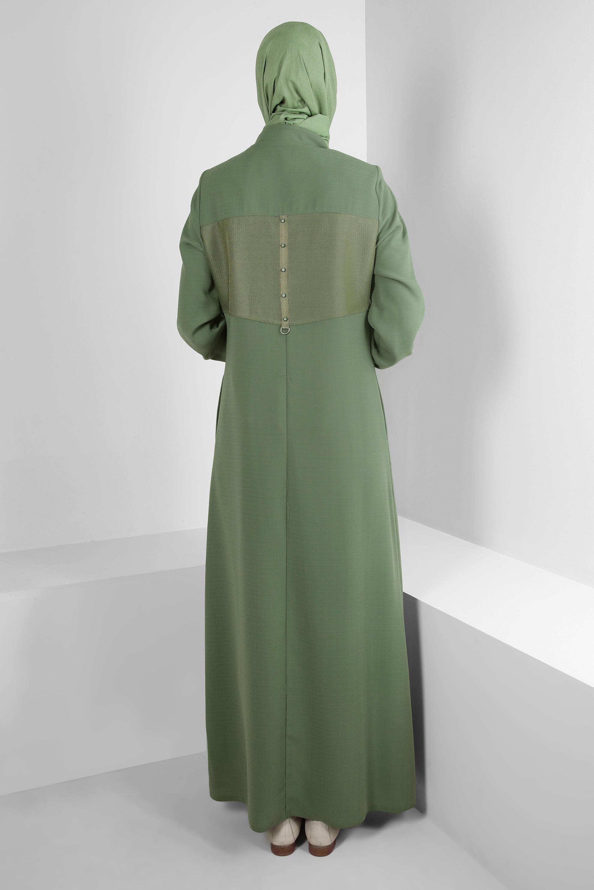 Vêtements hijab VERT MANTEAU ZIPPÉ À COL MANDARINE 10720