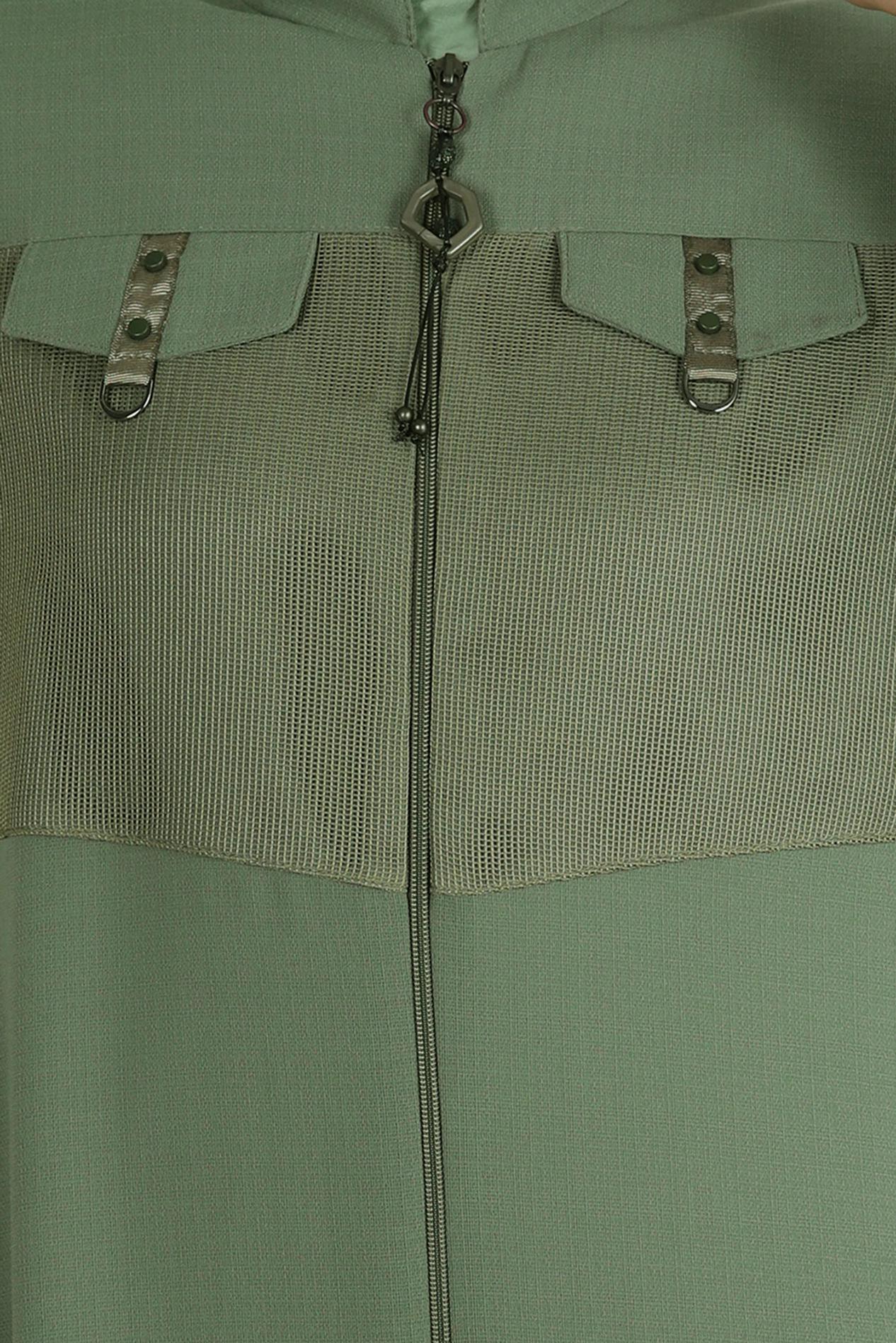 Vêtements hijab VERT MANTEAU ZIPPÉ À COL MANDARINE 10720