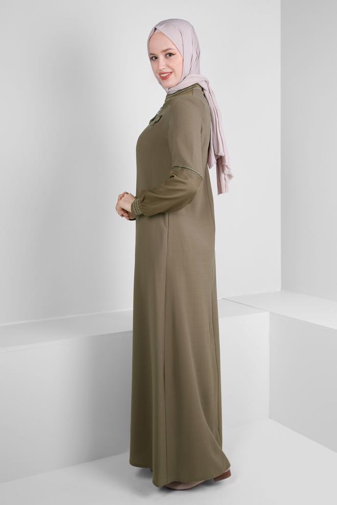 Vêtements hijab VISON PARDESSUS ZIPPÉ DÉTAIL RAYÉ 10721 - ALVİNA