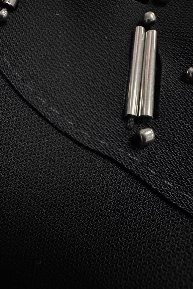 Vêtements hijab NOIR PARDESSUS ZIPPÉ AVEC PERLES 10724 - ALVİNA