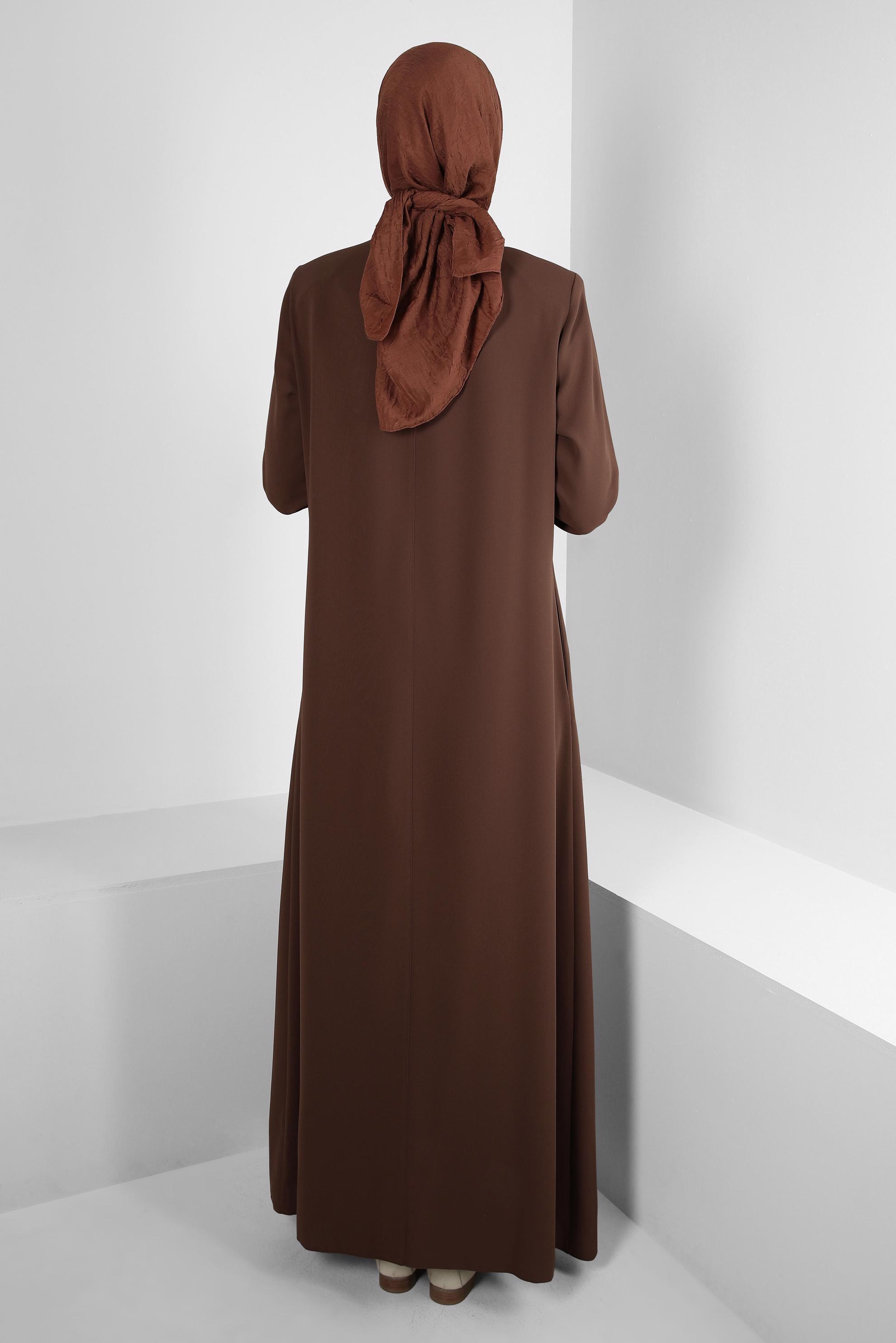 Hijab clothing TABA ZIPPERED TOPCOAT WITH BEAD DETAIL 10724