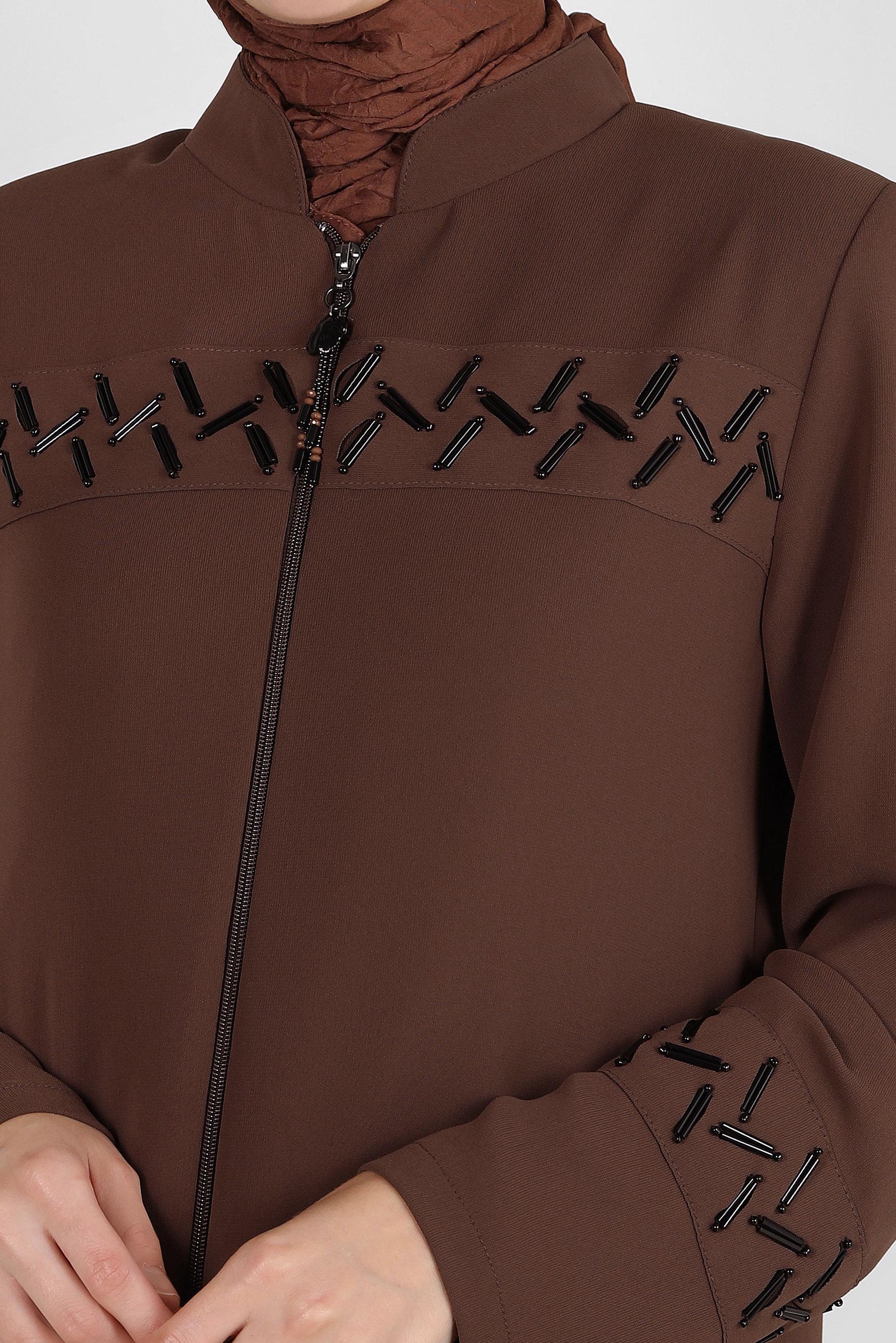 Hijab clothing TABA ZIPPERED TOPCOAT WITH BEAD DETAIL 10724