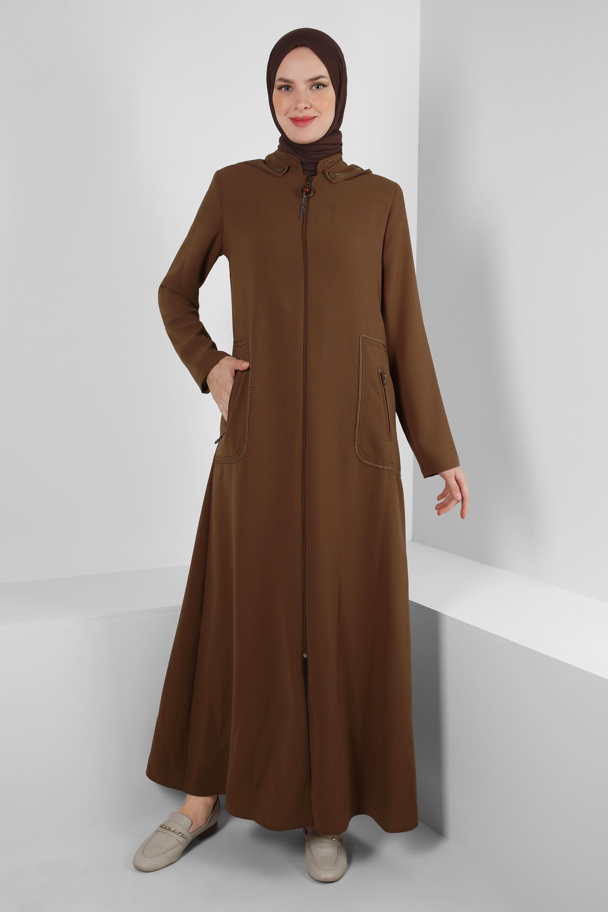 Hijab clothing TABA ZIPPERED TOPCOAT WITH DETACHABLE HOOD 10727