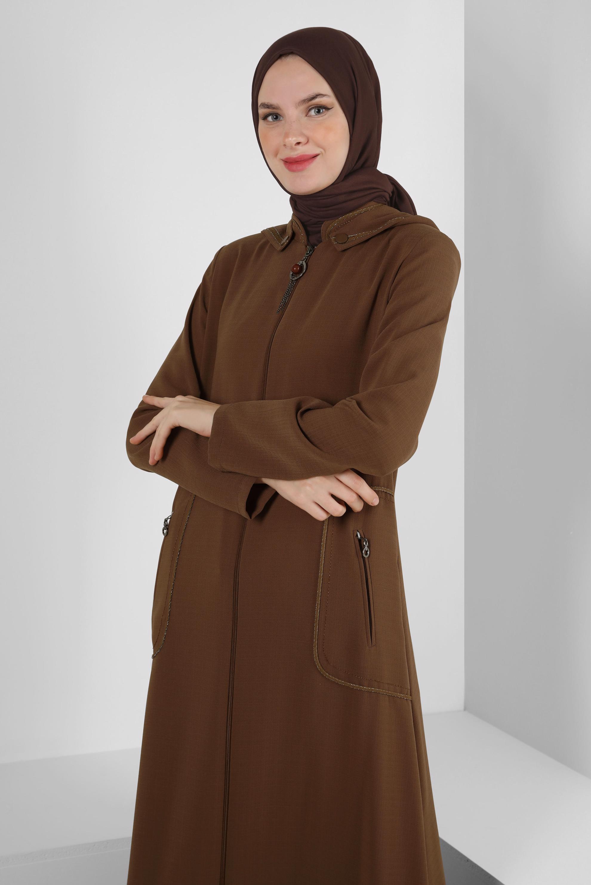 Hijab clothing TABA ZIPPERED TOPCOAT WITH DETACHABLE HOOD 10727