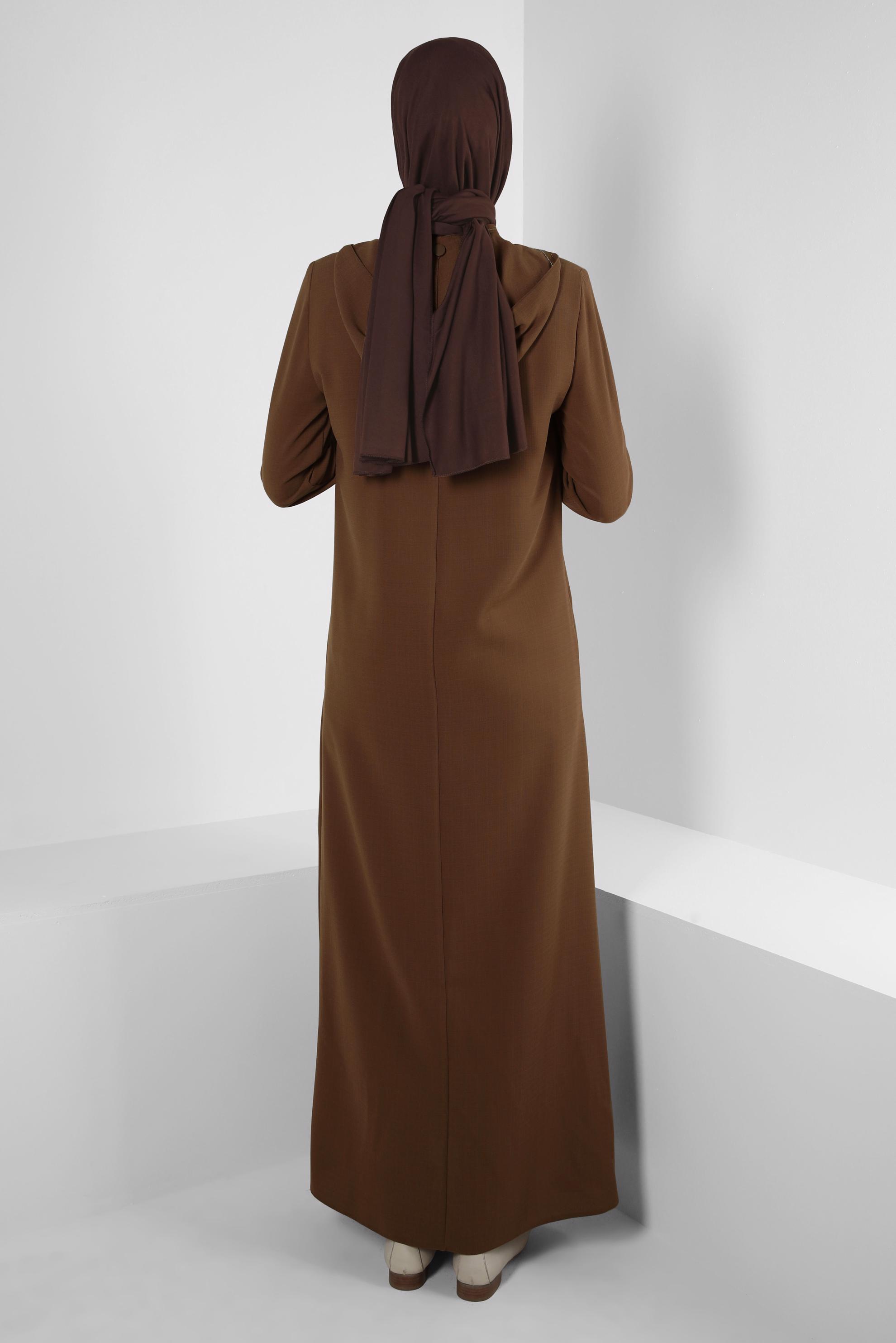 Hijab clothing TABA ZIPPERED TOPCOAT WITH DETACHABLE HOOD 10727