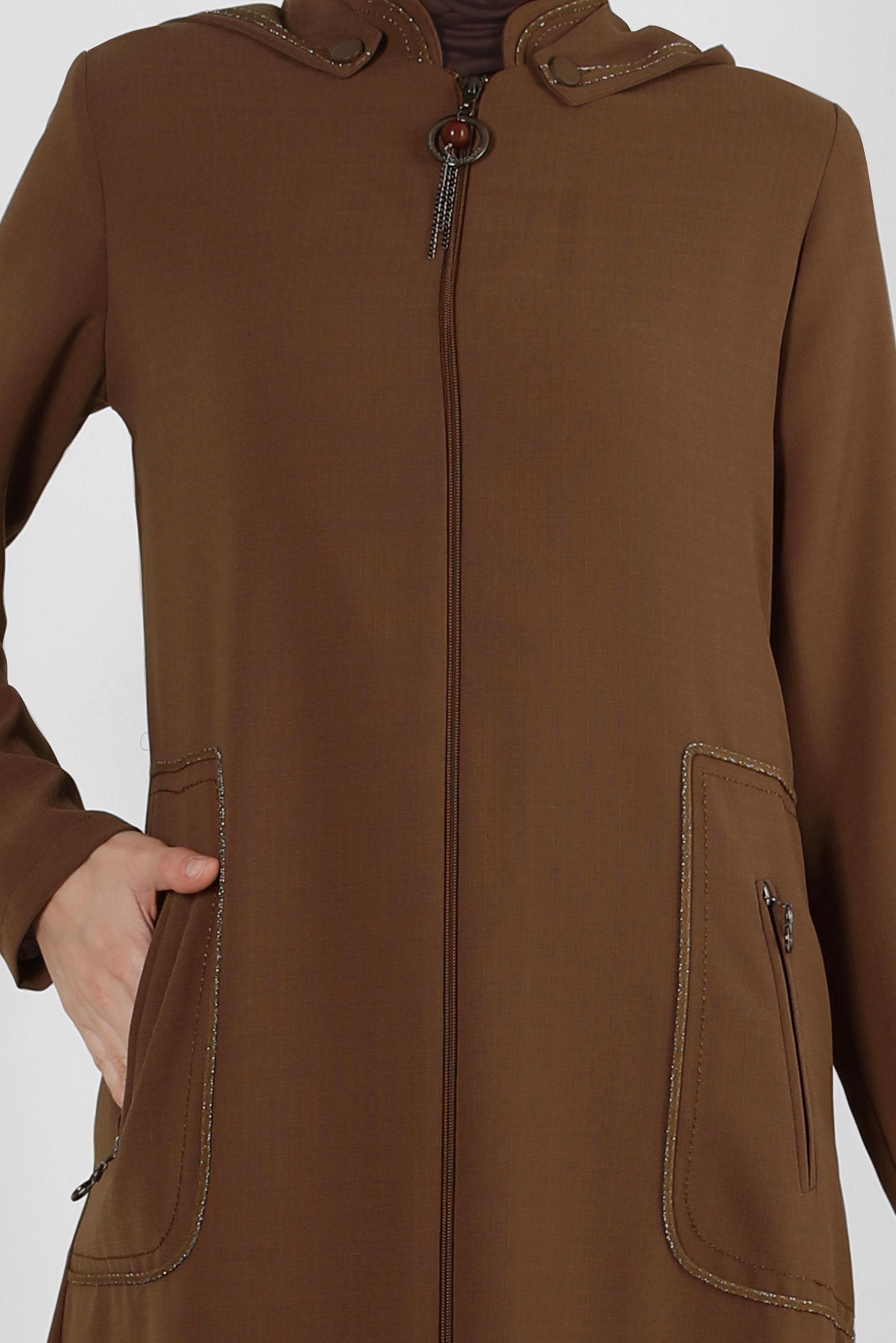 Hijab clothing TABA ZIPPERED TOPCOAT WITH DETACHABLE HOOD 10727