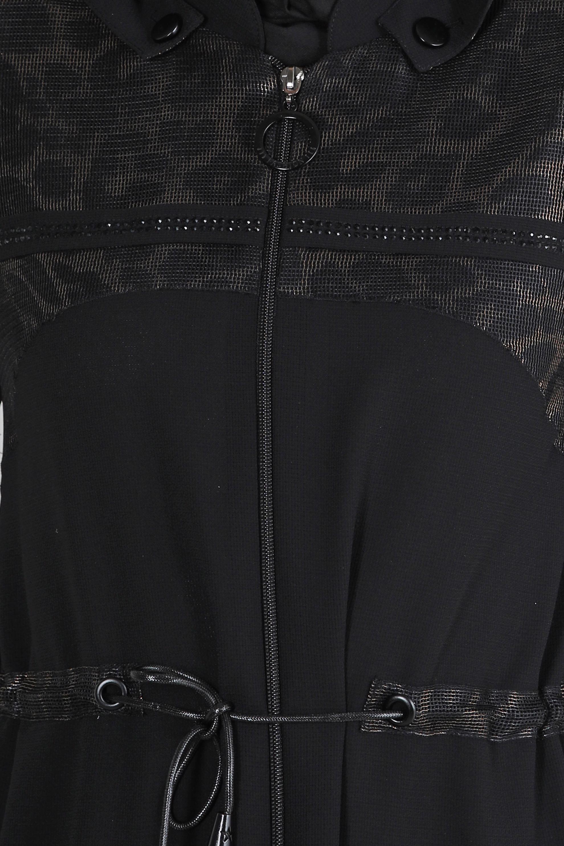 Hijab clothing BLACK LEOPARD PATTERNED TOPCOAT WITH DETACHABLE HOOD 10729