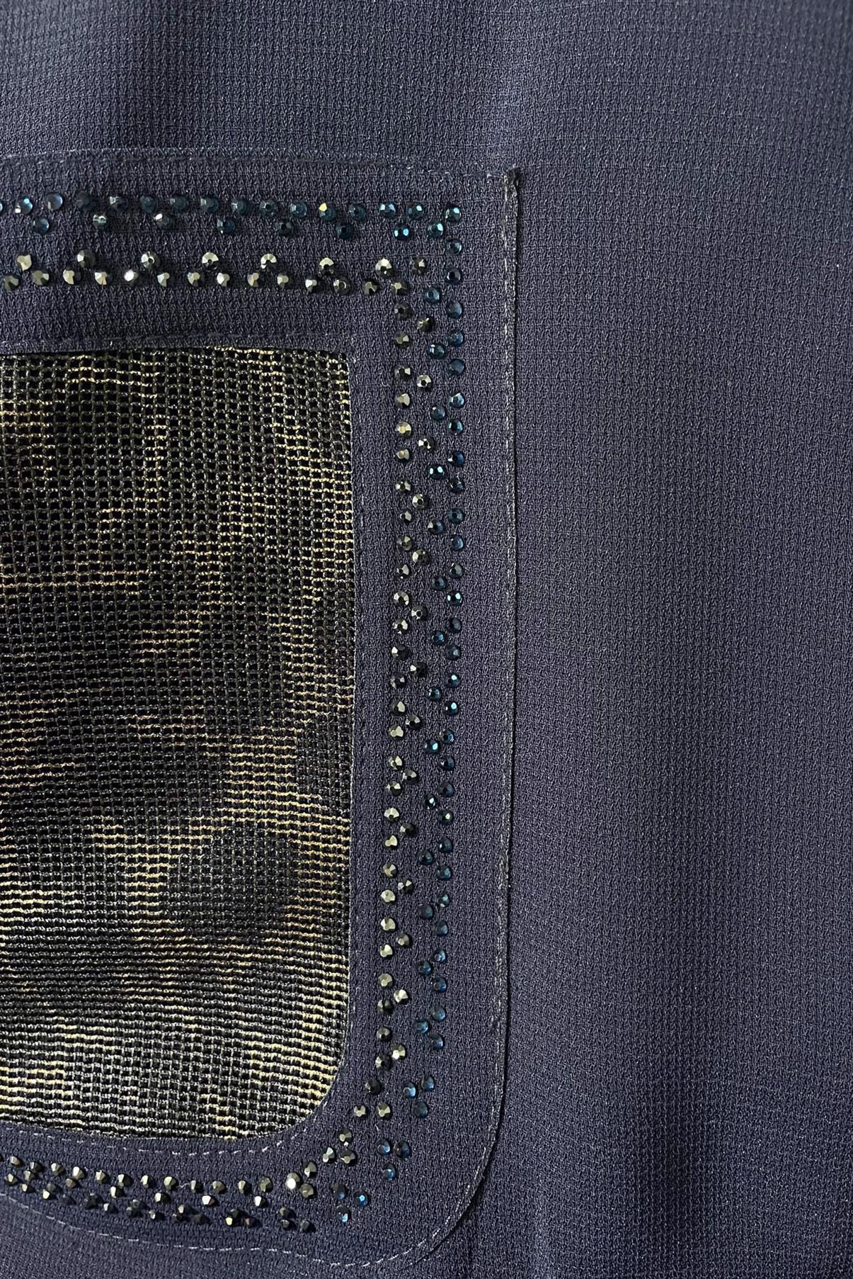 Tesettür giyim LACİVERT KAPÜŞONLU LEOPAR DESENLİ PARDESÜ 10730