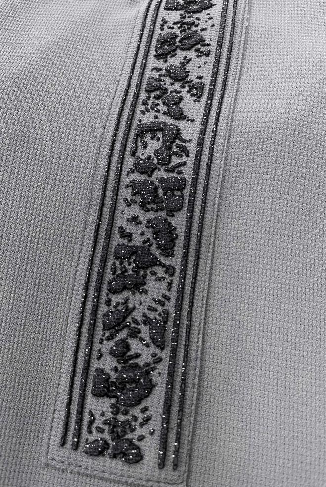 Vêtements hijab GRIS TUNIQUE LONGUE BOUTONNÉE DÉTAIL COUTURE 43607 - ALVİNA