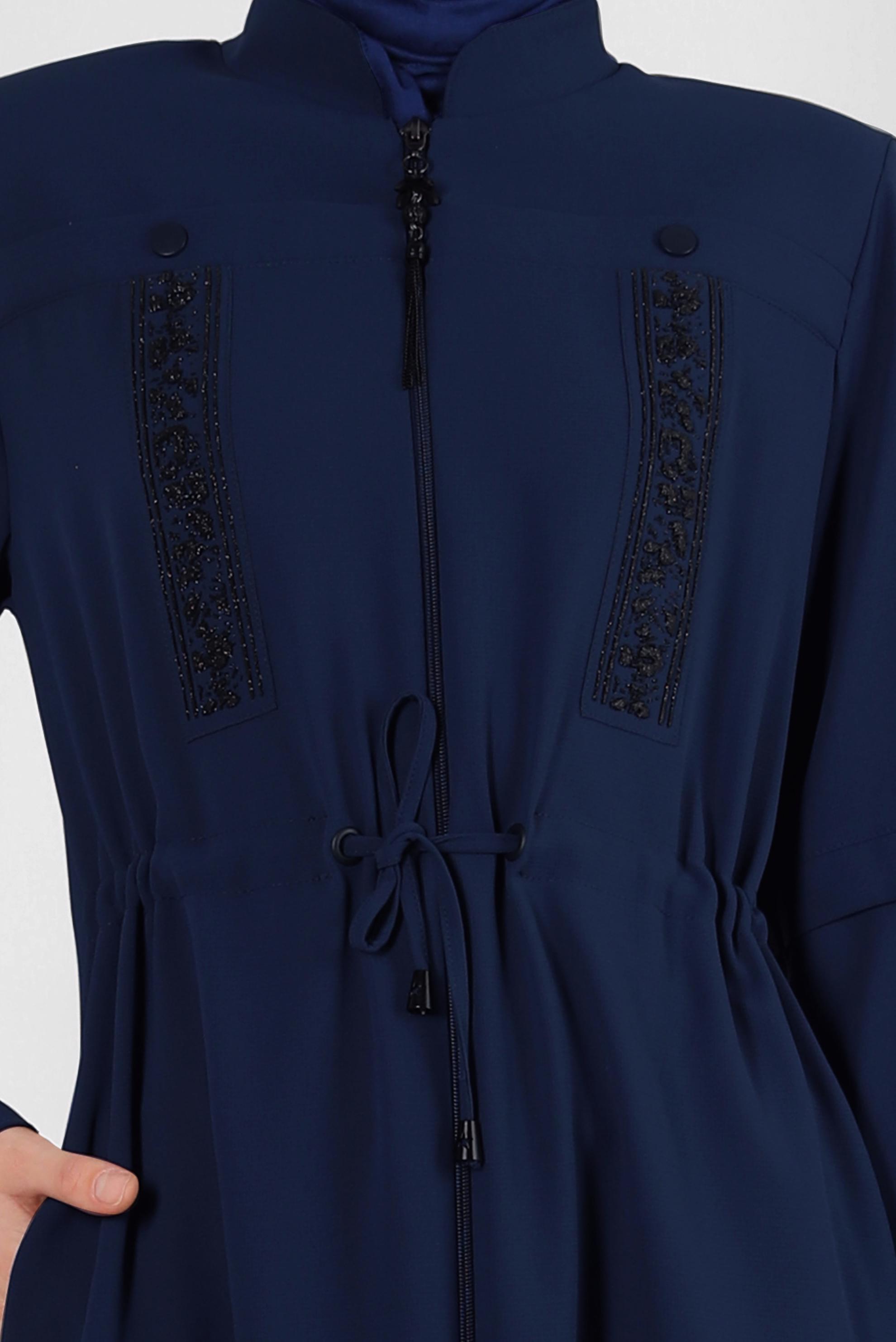 Vêtements hijab BLEU MARINE TUNIQUE LONGUE BOUTONNÉE DÉTAIL COUTURE 43607