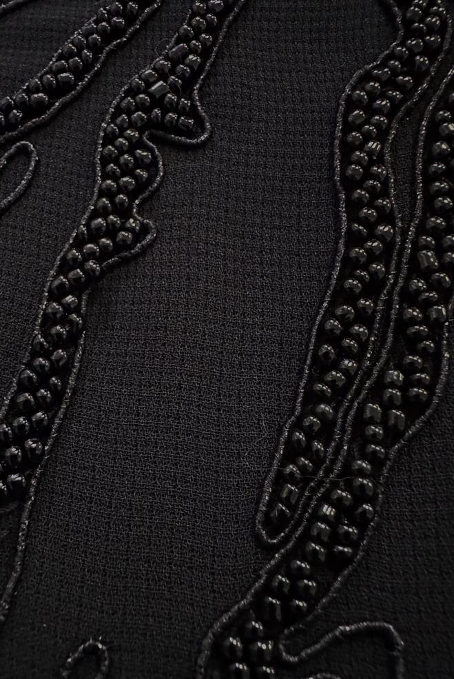 Tesettür giyim SİYAH BONCUK İŞLEMELİ CEPLİ PARDESÜ 10735 - ALVİNA