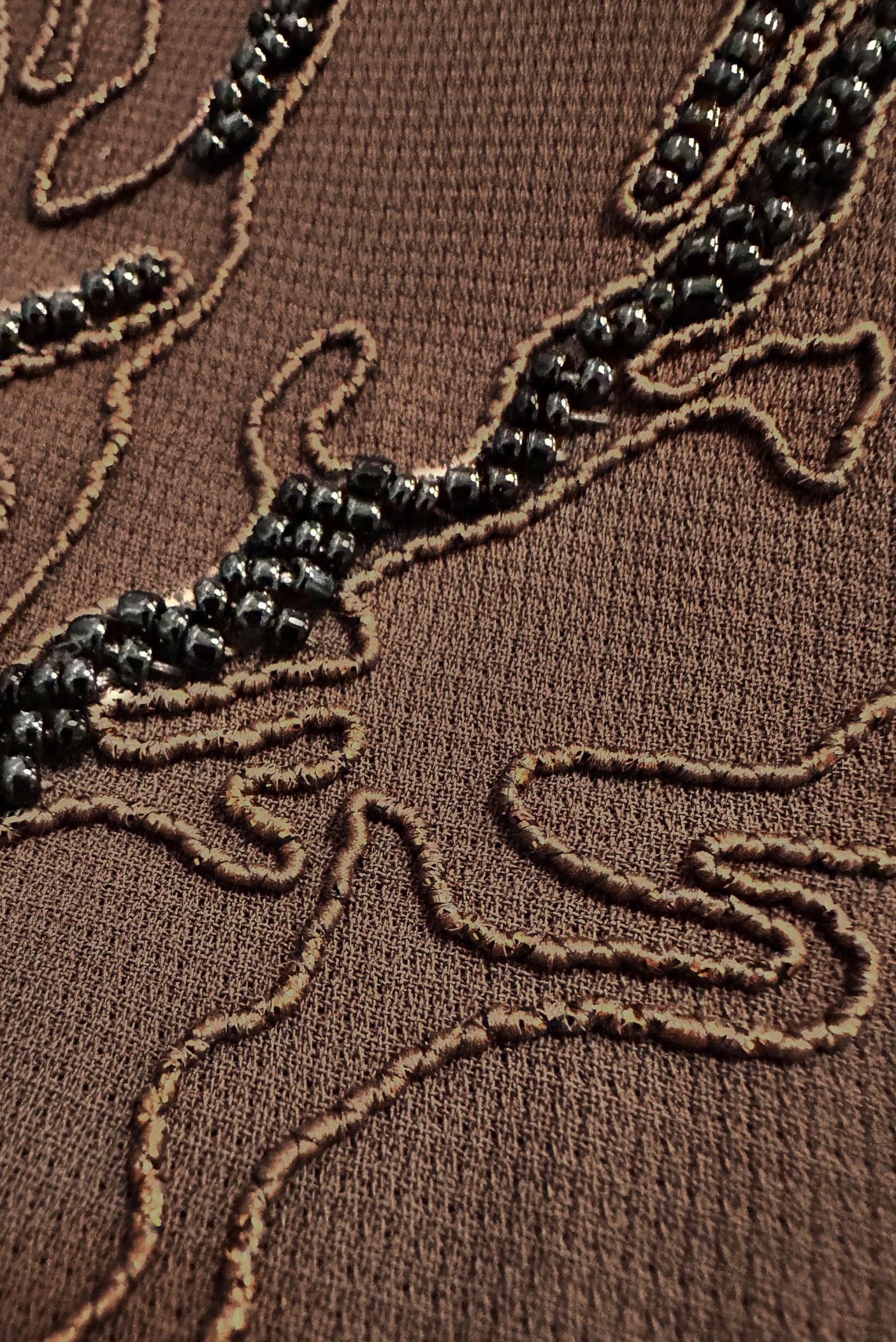 Hijab clothing BROWN BEADED TOPCOAT WITH POCKET DETAIL 10735