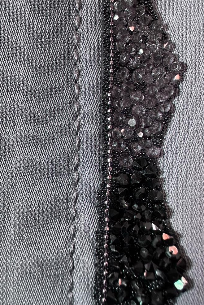 Hijab clothing GREY INVISIBLE BUTTONED TOPCOAT WITH GEM EMBROIDERED 10736 - ALVİNA