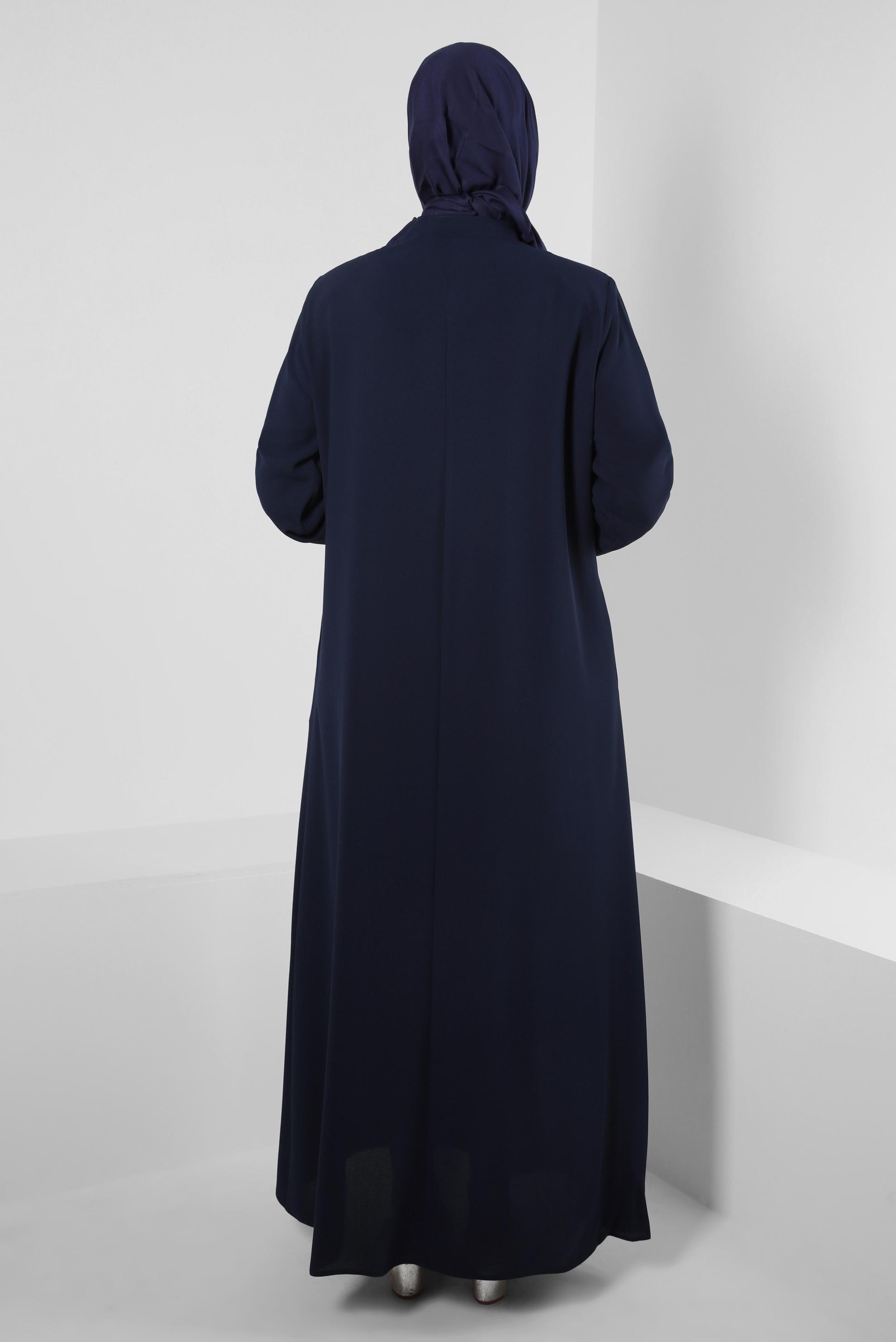 Tesettür giyim LACİVERT PUL PAYETLİ FERMUARLI PARDESÜ 10737