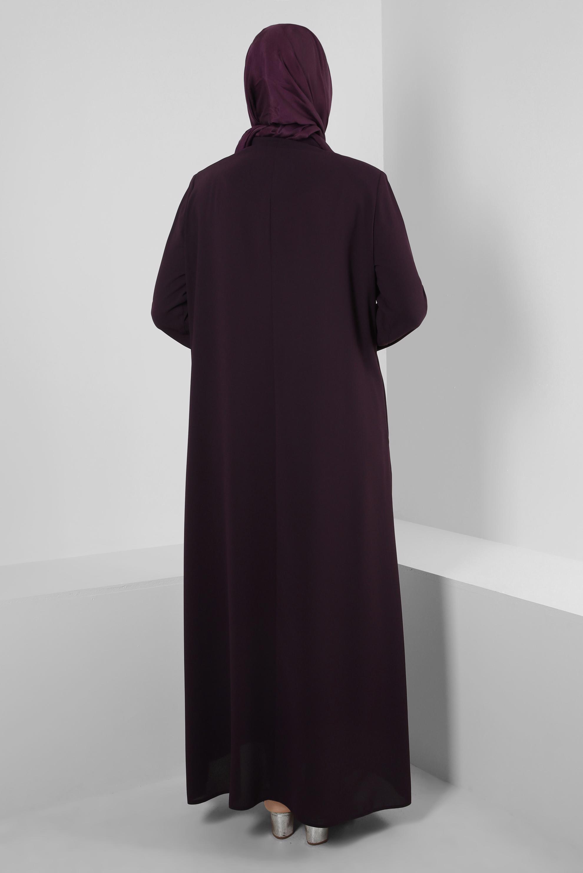 Tesettür giyim MÜRDÜM PUL PAYETLİ FERMUARLI PARDESÜ 10737