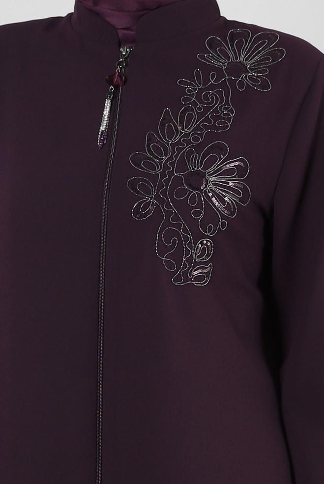 Tesettür giyim MÜRDÜM PUL PAYETLİ FERMUARLI PARDESÜ 10737 - ALVİNA